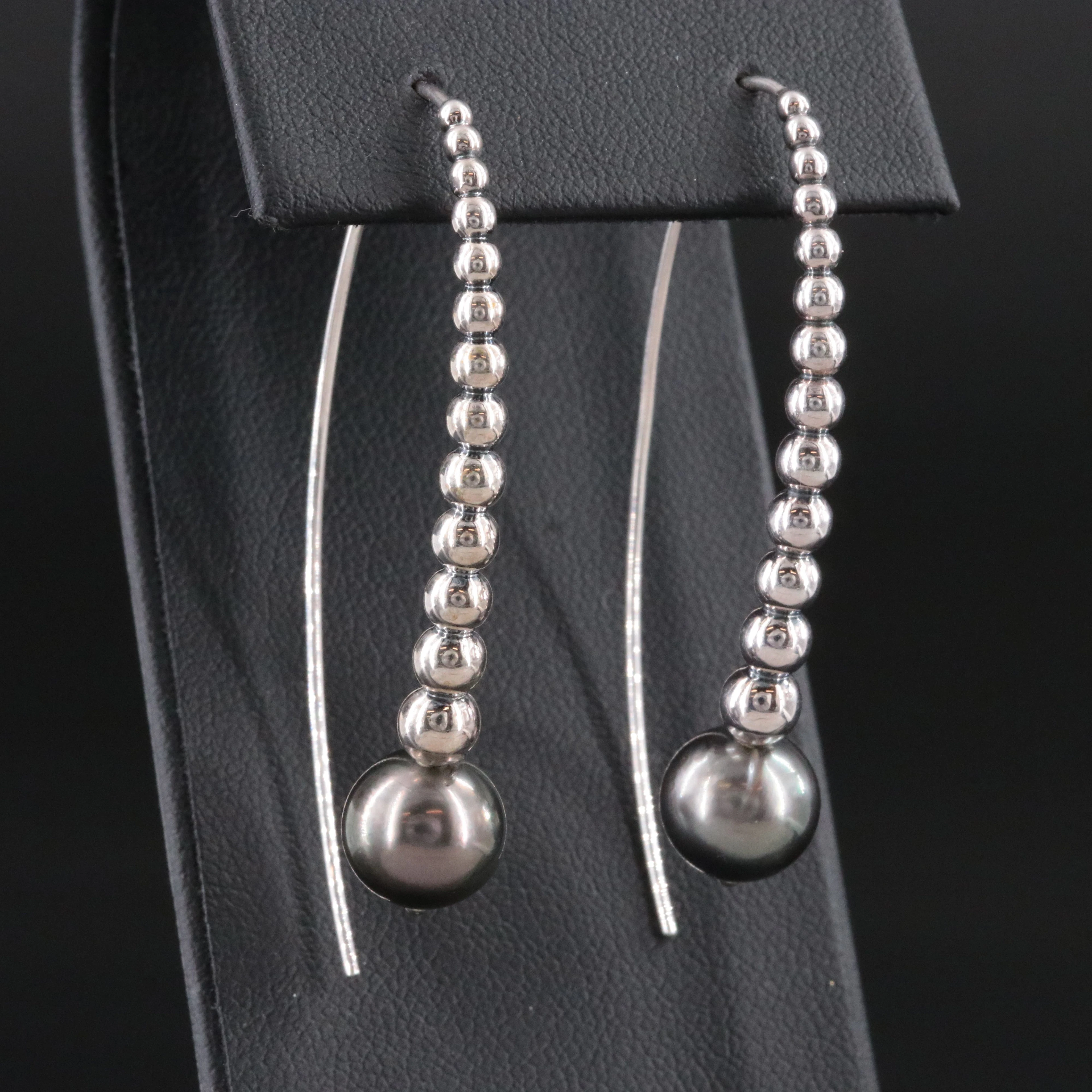 LAGOS Caviar Sterling and Dark Pearl Bubbly Threader Drop Earrings