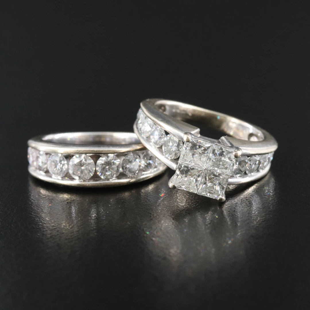 14K 4.05 CTW Diamond Ring and Band Set