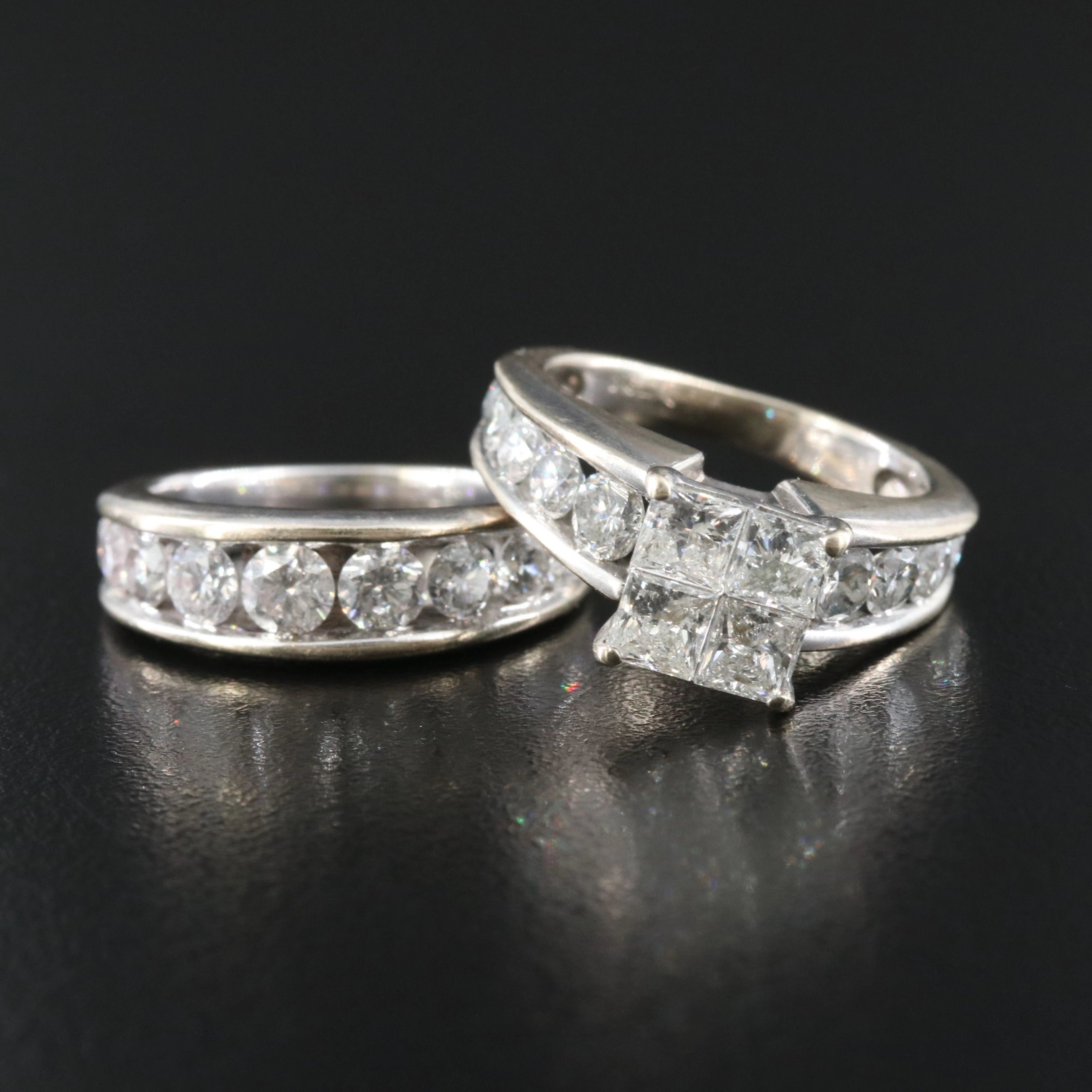 14K 4.05 CTW Diamond Ring and Band Set