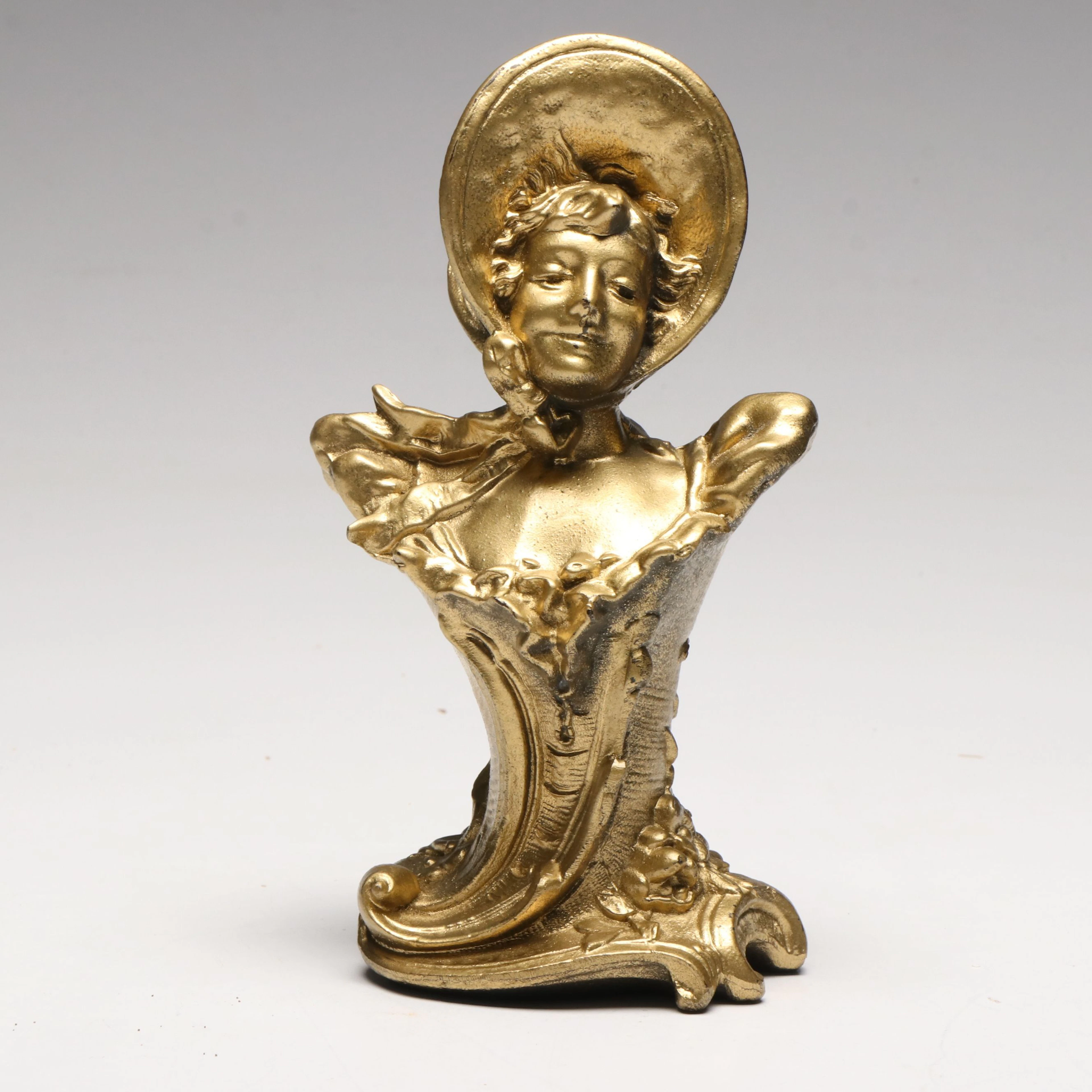 Rococo Style Gilt Spelter Bust, Early 20th Century