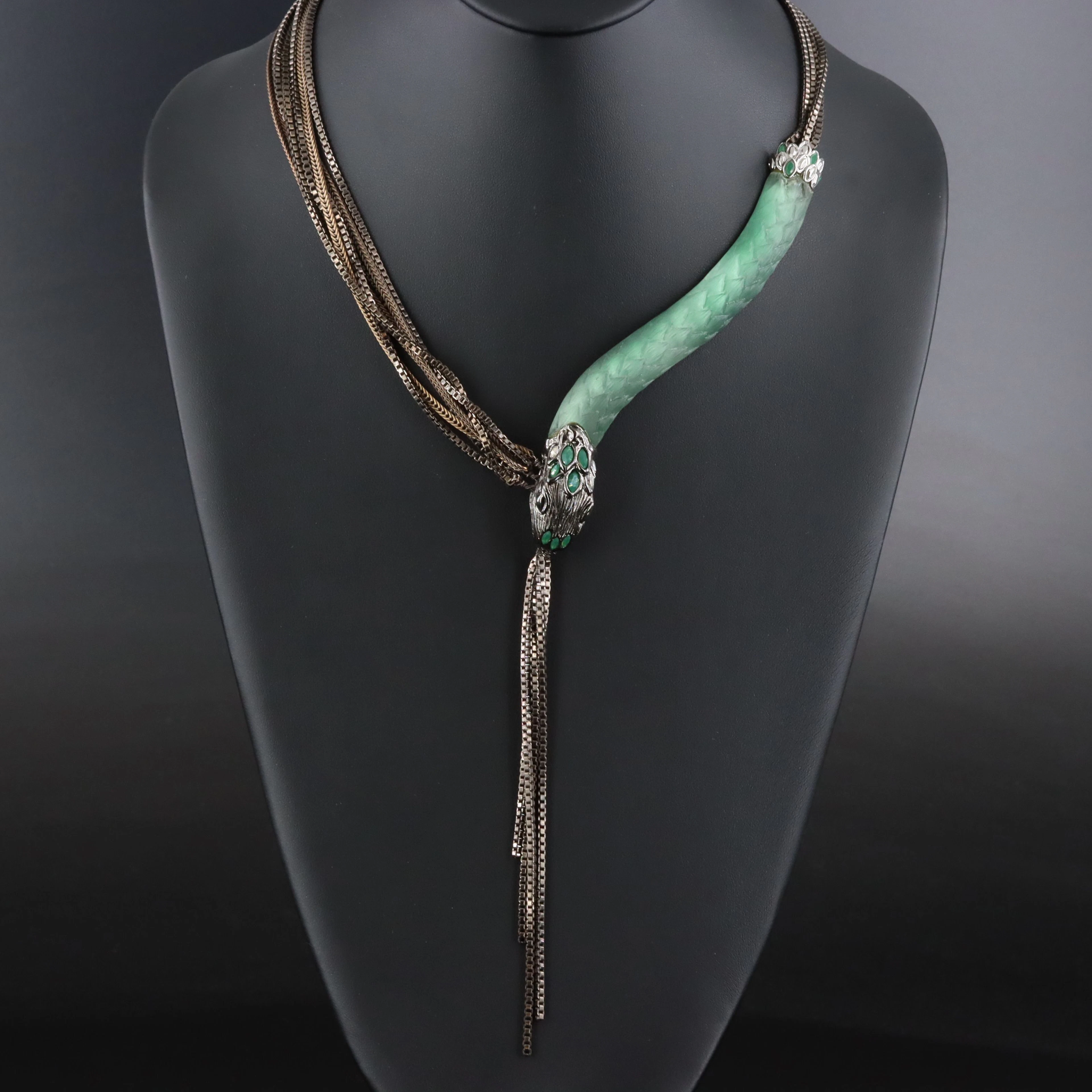 Alexis Bittar Lucite and Crystal Snake Necklace