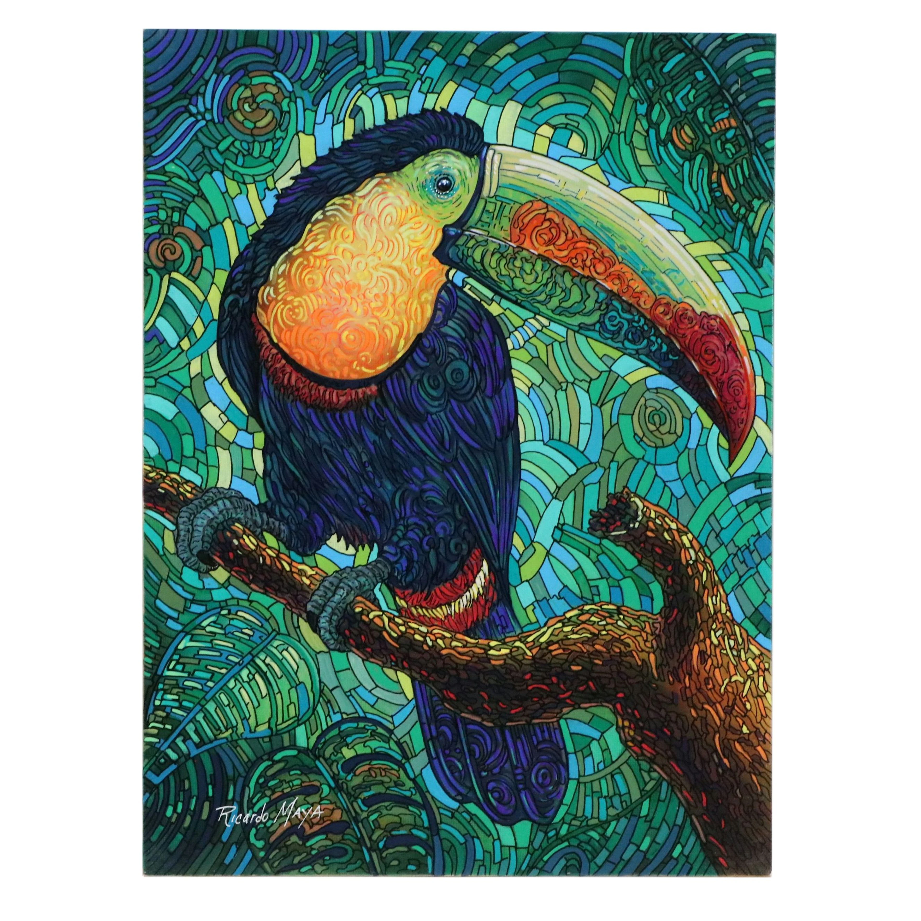 Ricardo Maya Acrylic Painting of Toucan