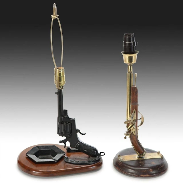 Flintlock and Revolver Body Table Lamps, Vintage