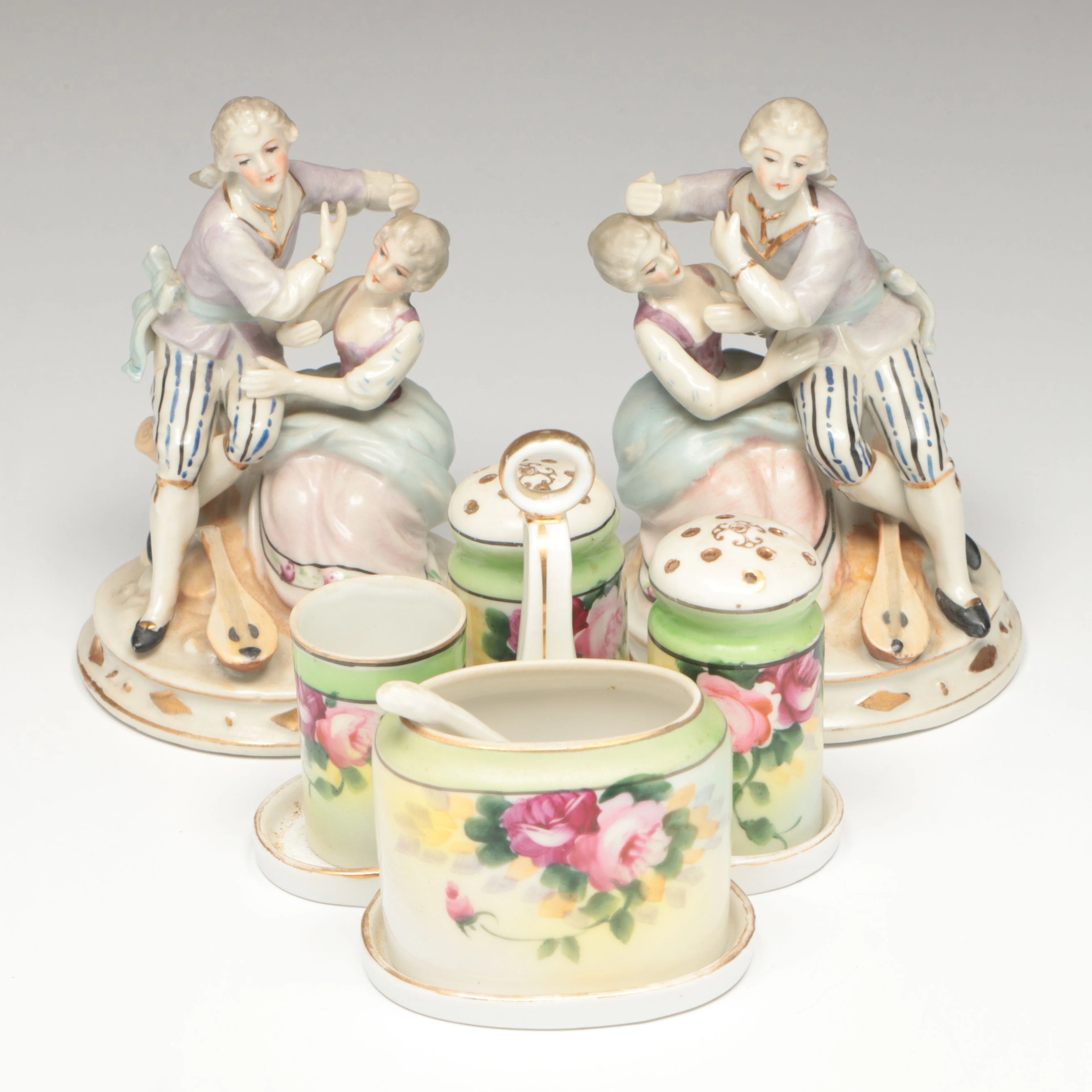 Noritake Japan Salt and Pepper Set with Andrea Porcelain Figurines
