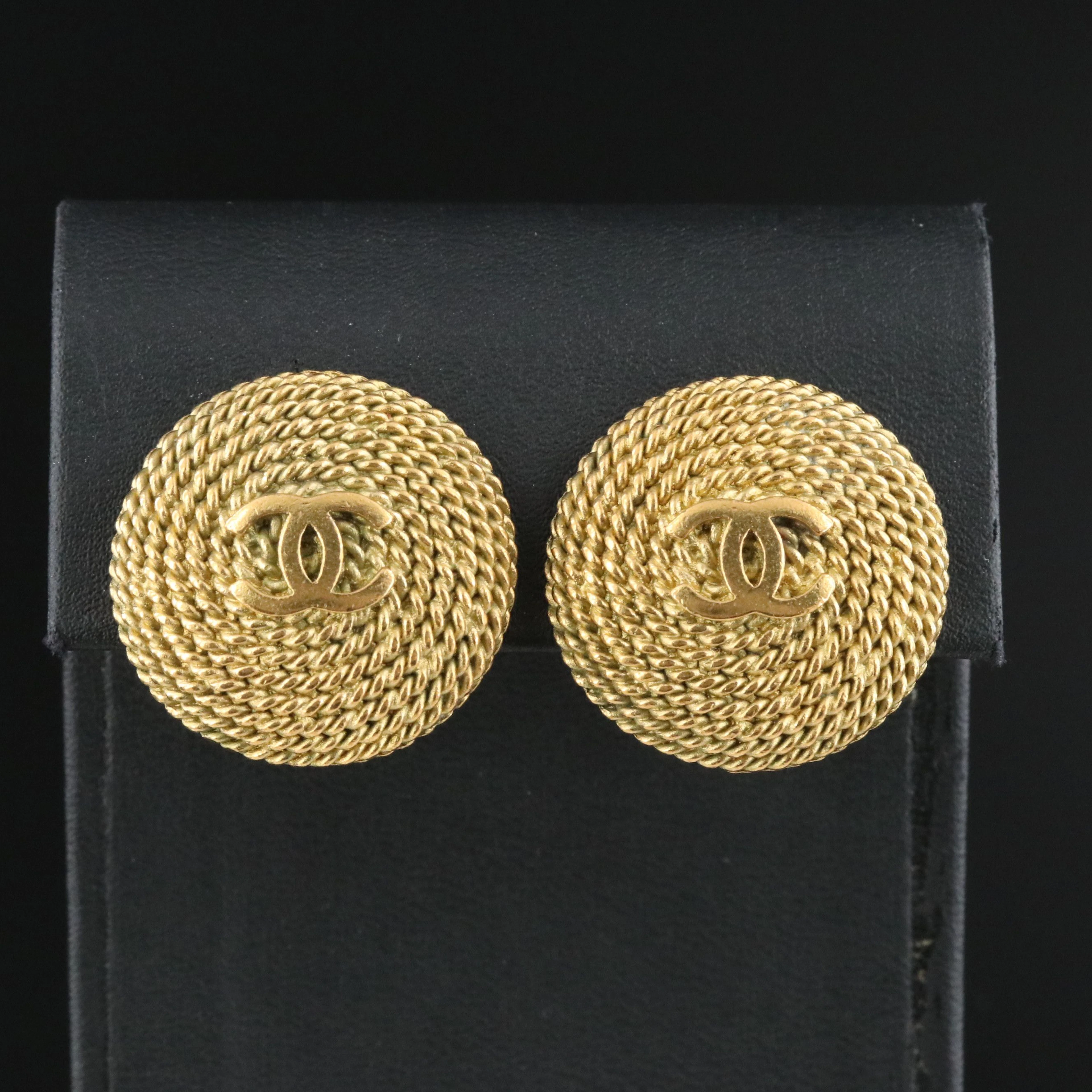 Chanel CC Spiral Rope Clip Earrings, Spring 1995