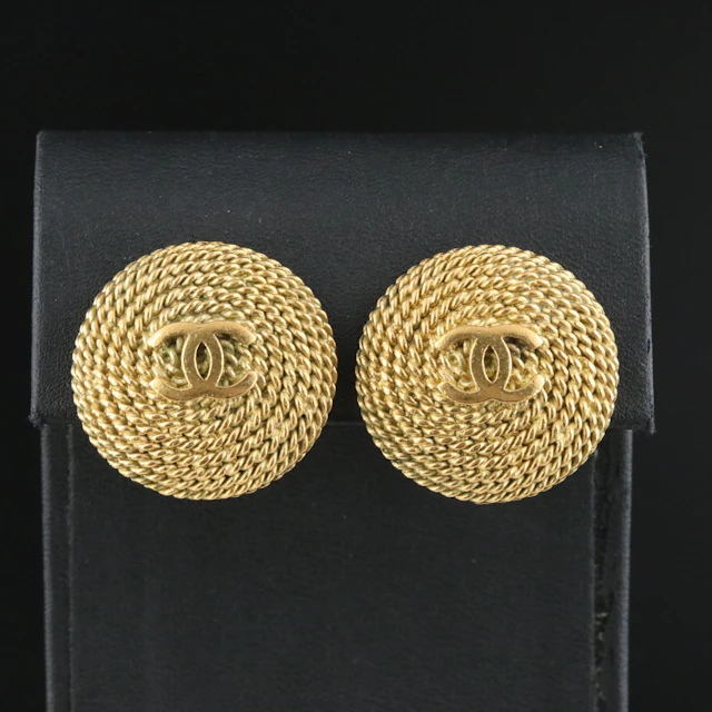 Chanel CC Spiral Rope Clip Earrings, Spring 1995