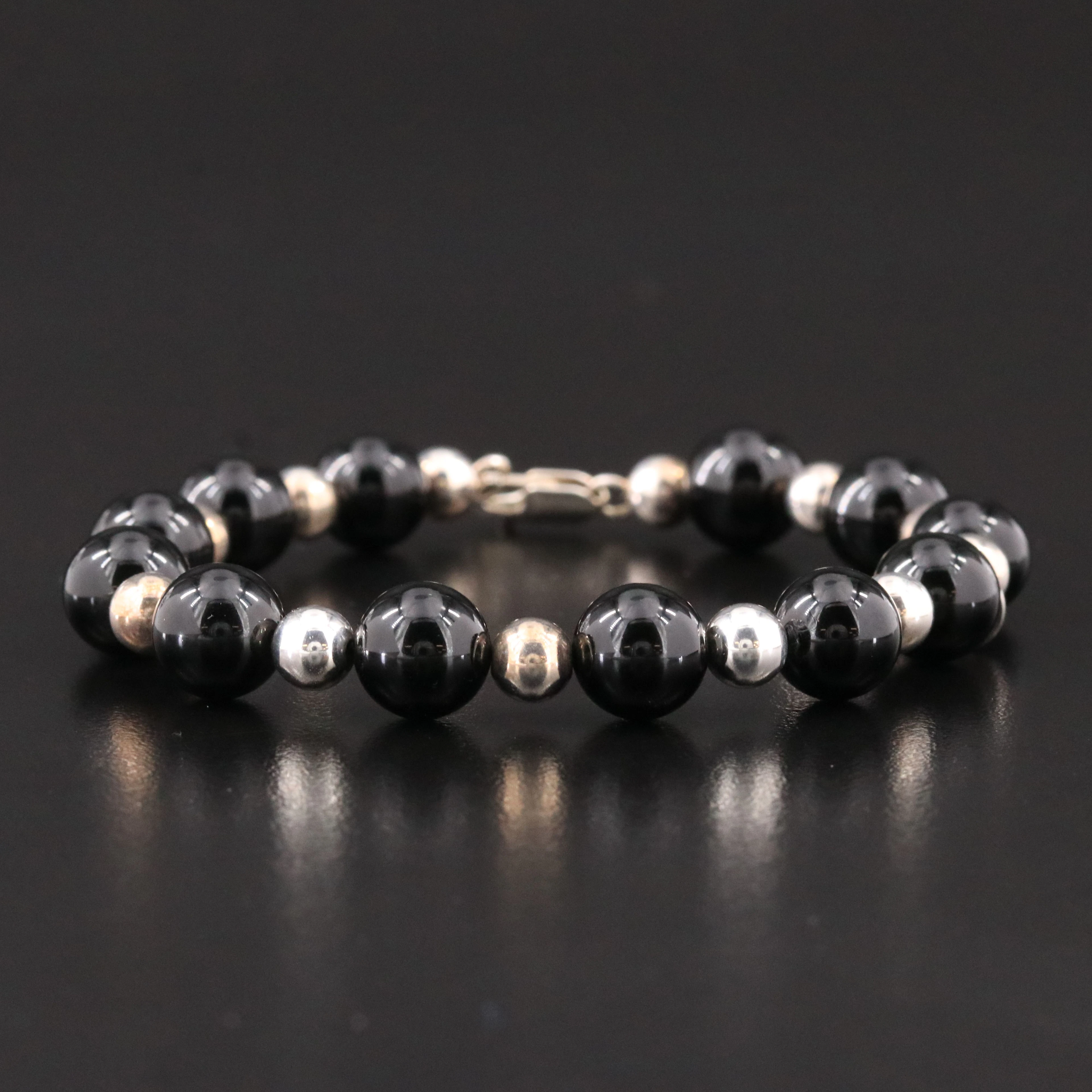 Tiffany & Co. Sterling and Black Onyx Bead Bracelet
