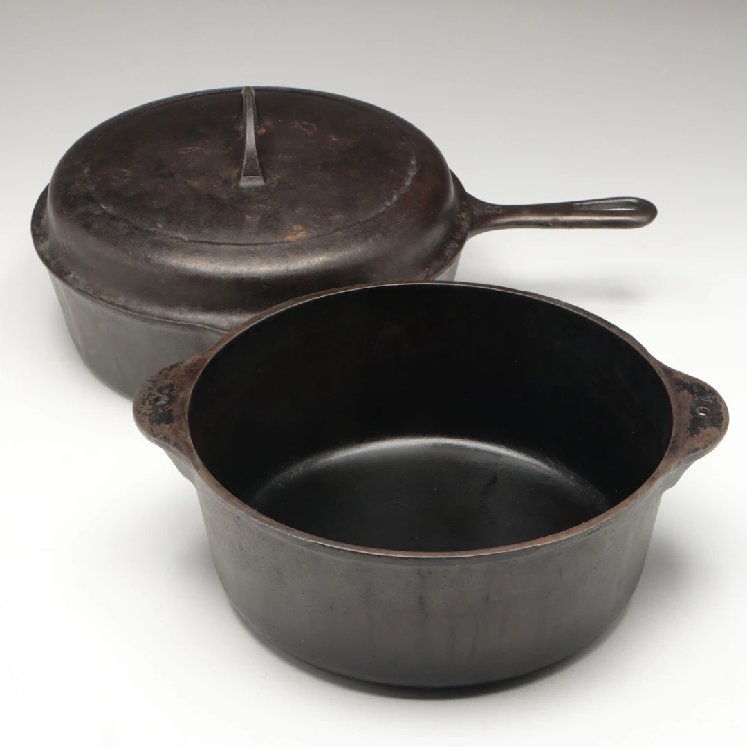 Griswold Cast Iron Skillet and Dutch Oven, Early to Mid-20th Century