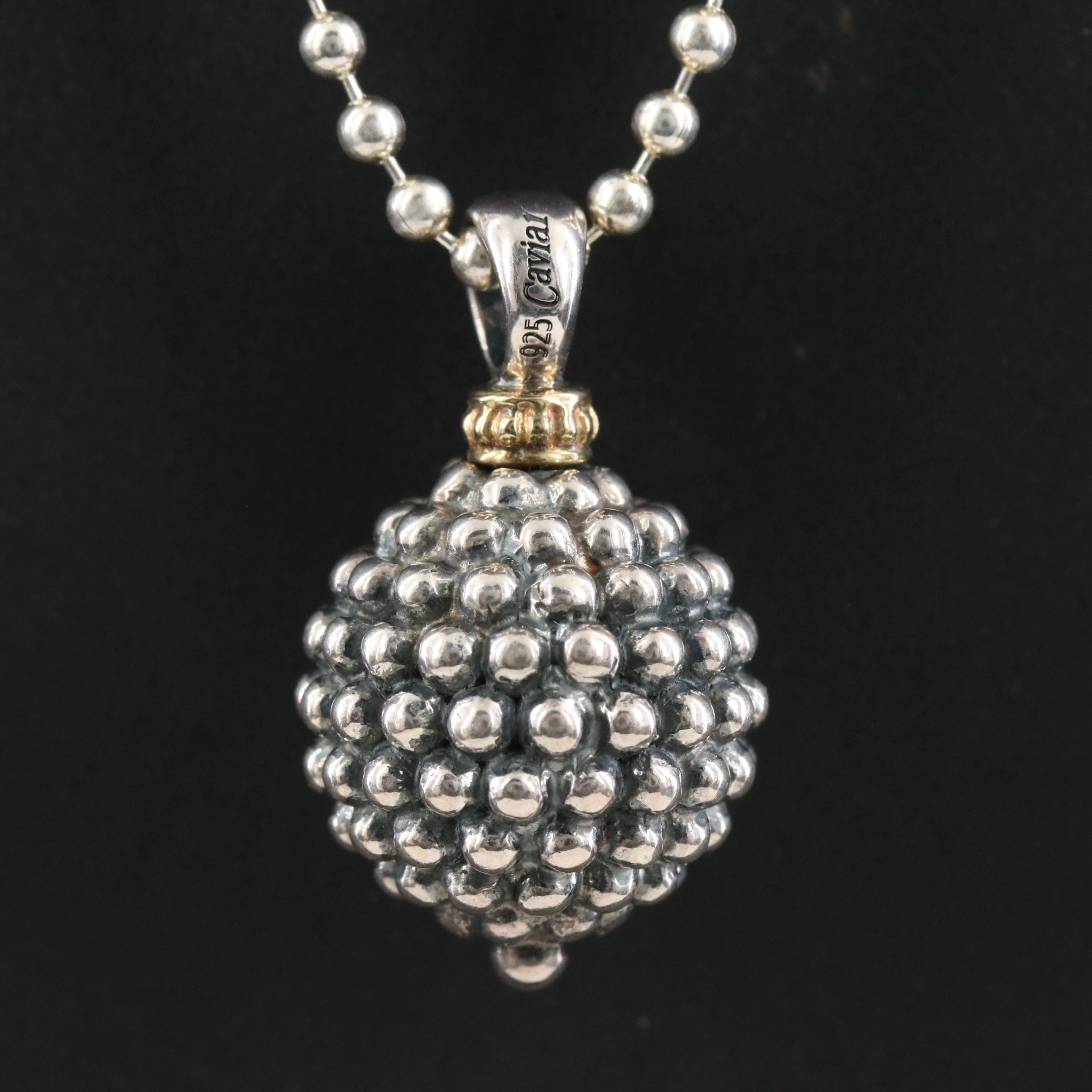 Caviar by Lagos Signature Caviar Sterling Ball Pendant Necklace with 18K Accent