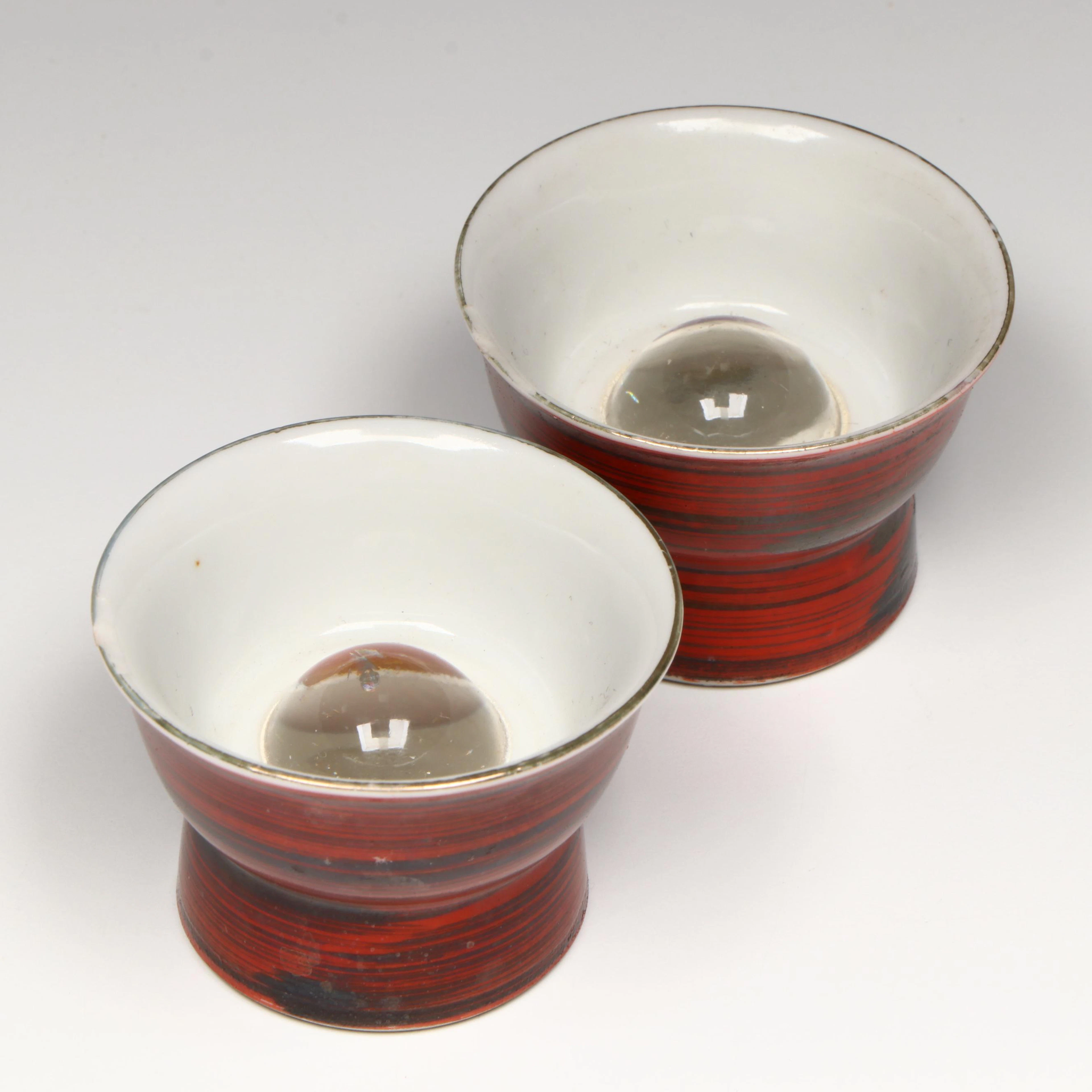 Japanese Porcelain Sakazuki Cups with Hidden Lithophane Nudes