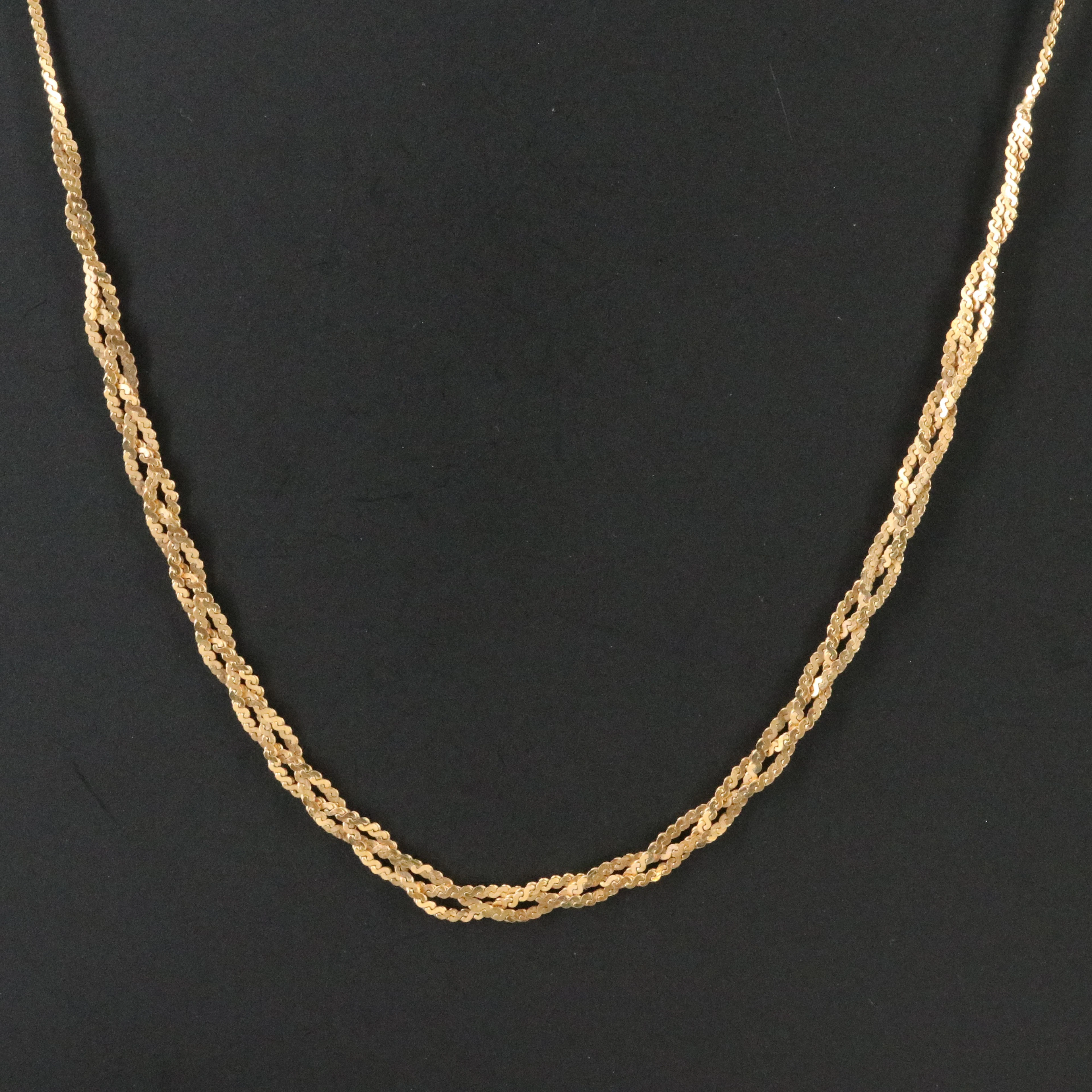 Italian 14K Braided Serpentine Chain Necklace