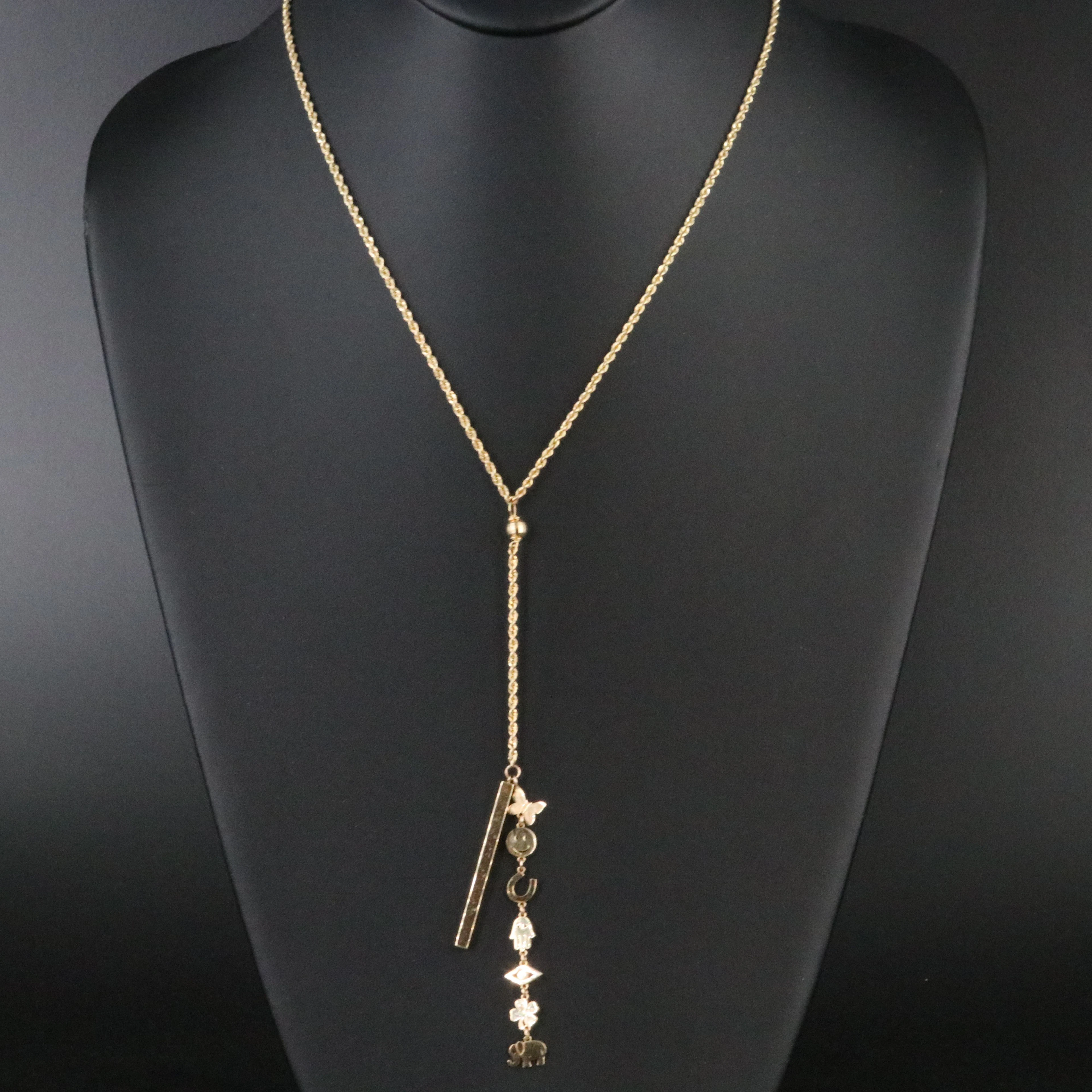 14K Bar Necklace with Sydney Evan Icon Charms