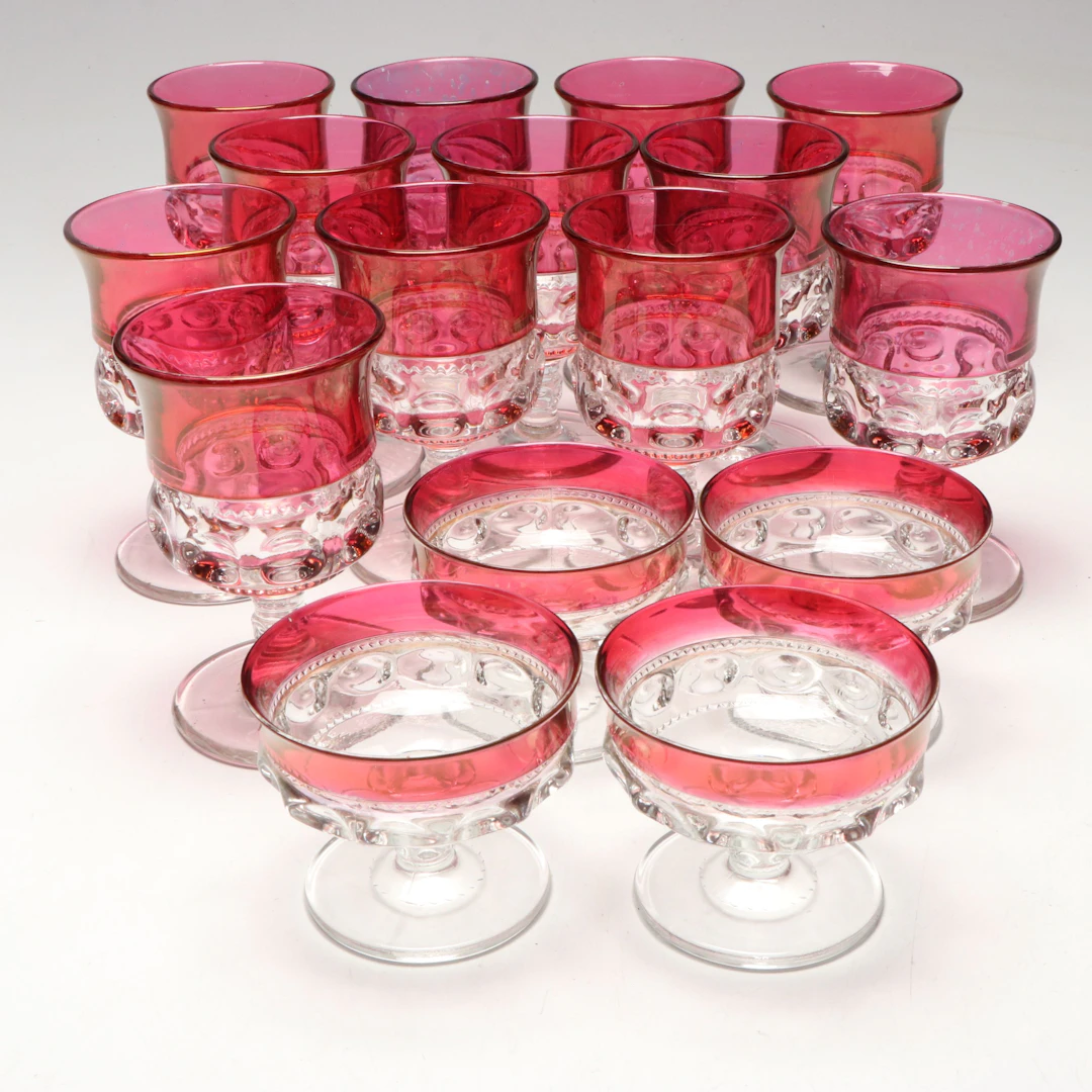Tiffin-Franciscan "King's Crown" Ruby Flashed Glass Stemware