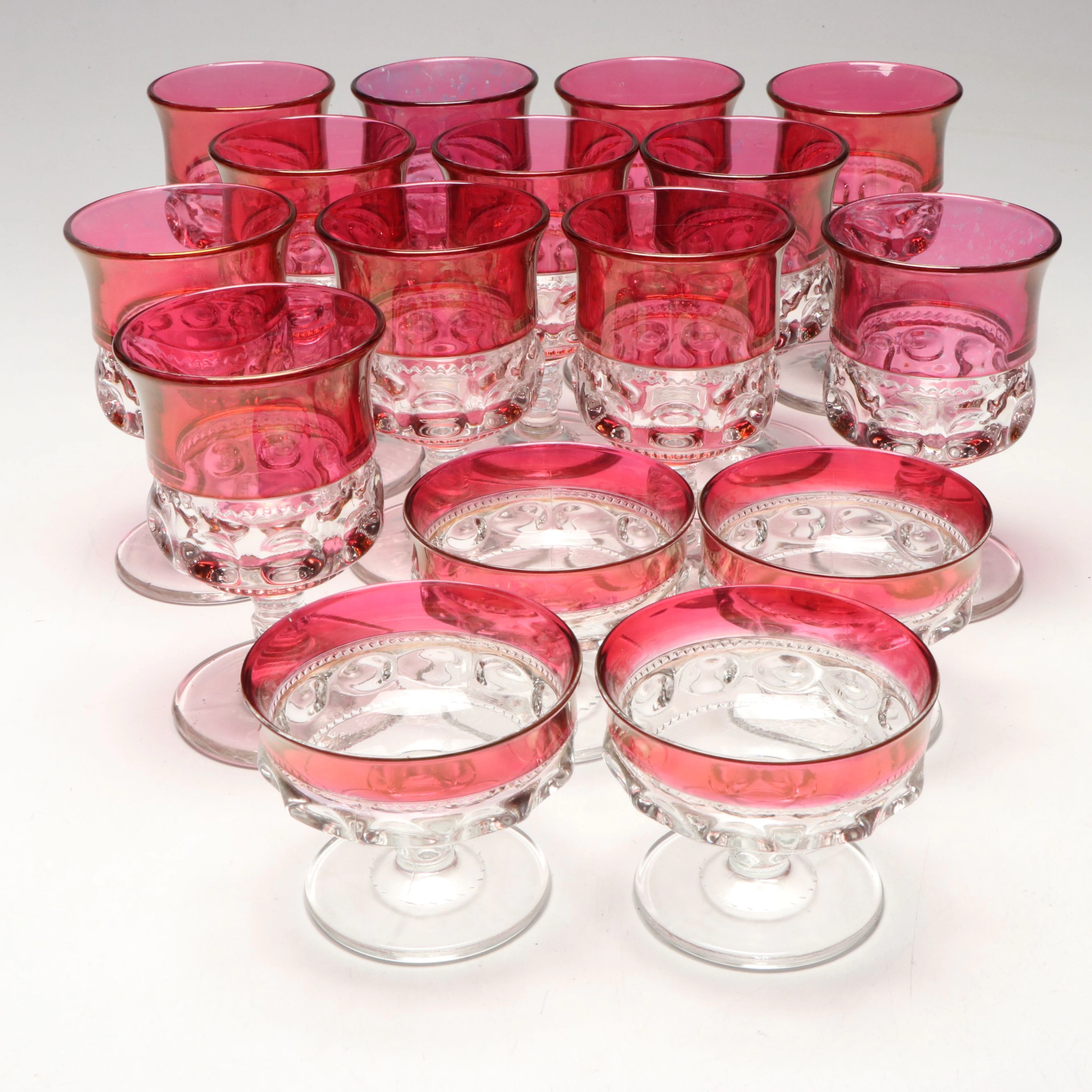 Tiffin-Franciscan "King's Crown" Ruby Flashed Glass Stemware