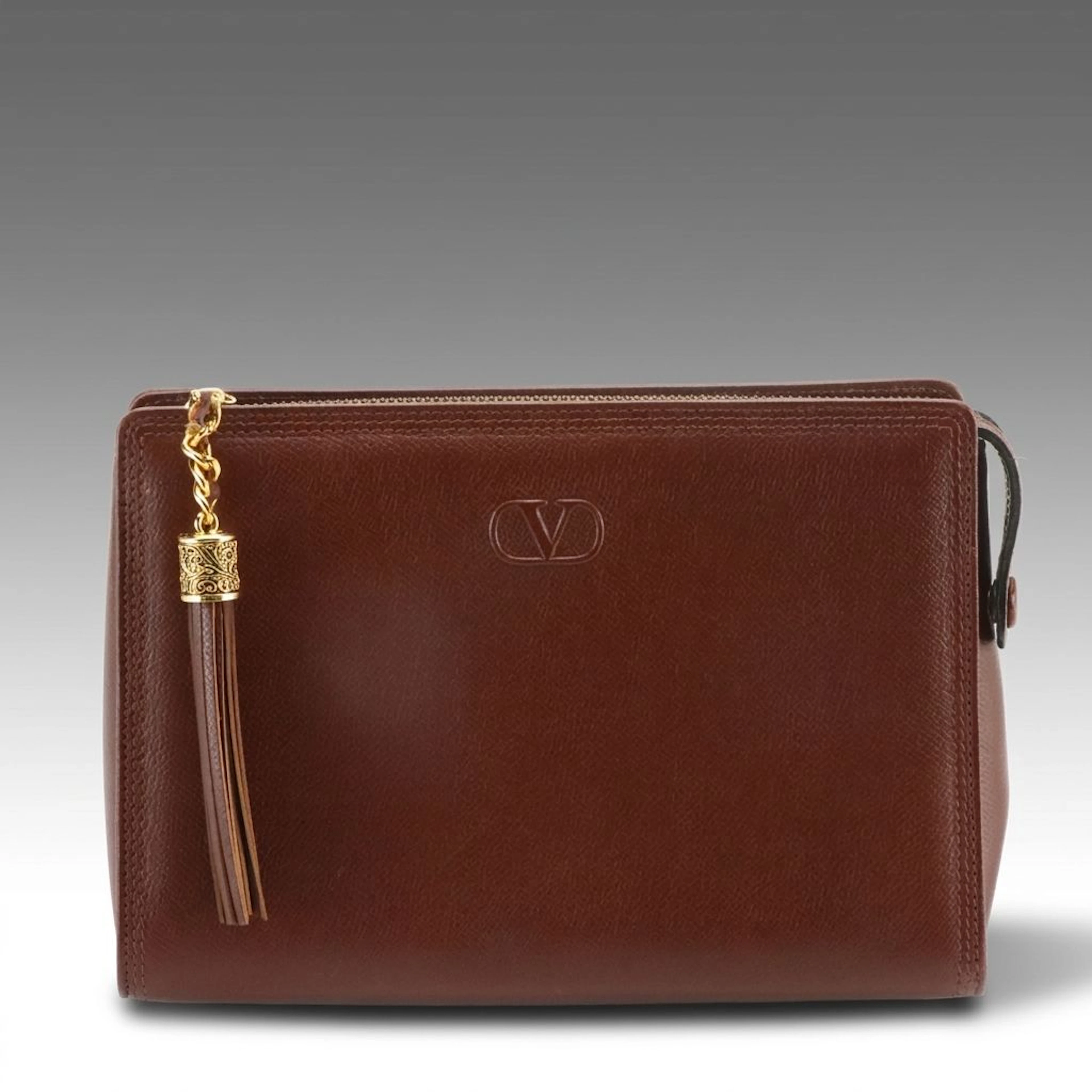 Valentino Garavani Tassel Clutch Purse in Textured Leather