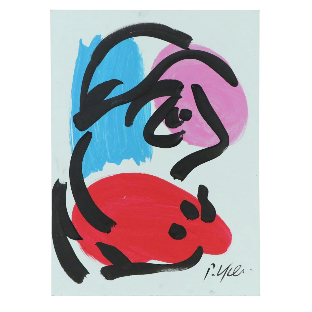 Peter Robert Keil Stylized Acrylic Portrait, Late 20th to 21st Century