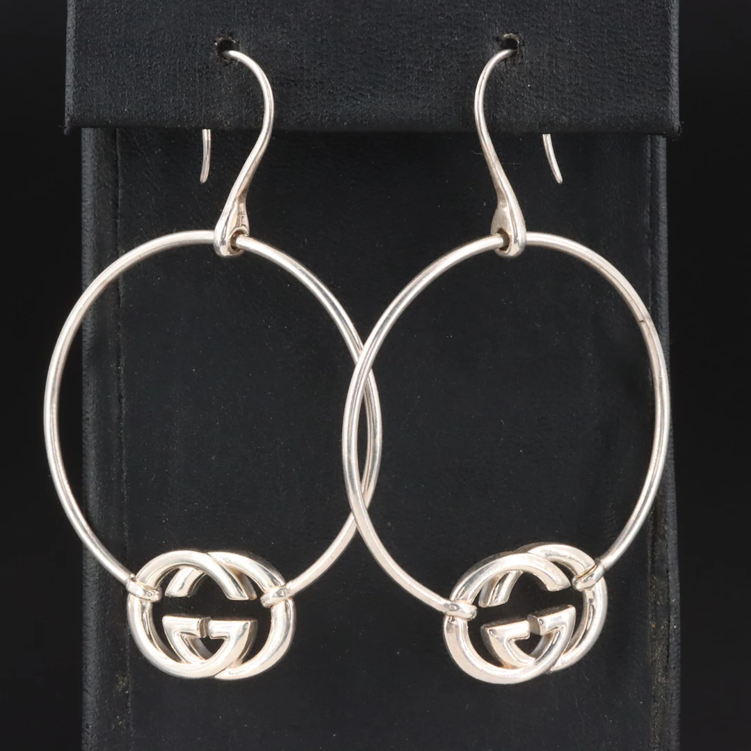 Gucci Interlocking GG Sterling Hoop Earrings