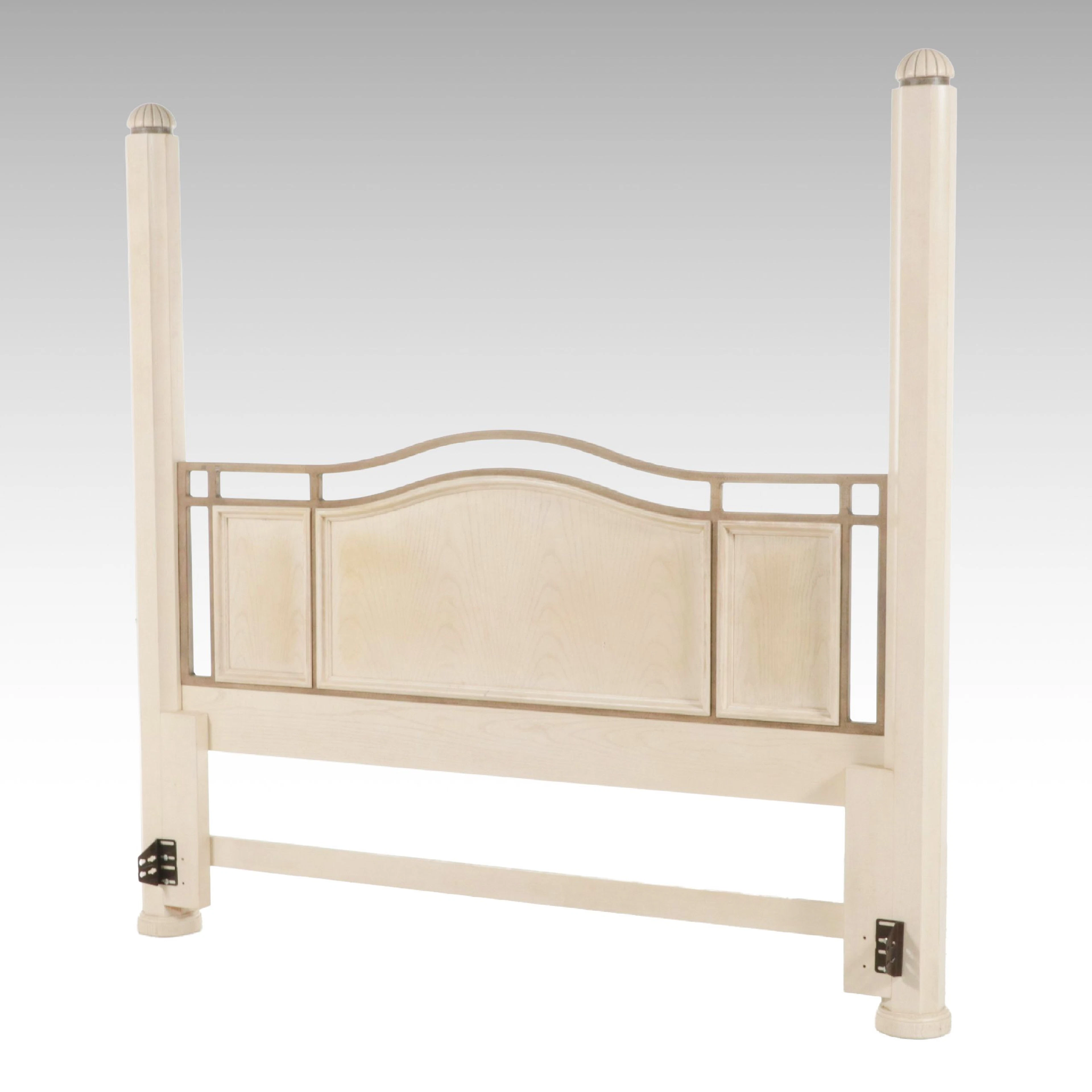 Drexel Heritage Whitewashed Wood and Metal King Size Headboard