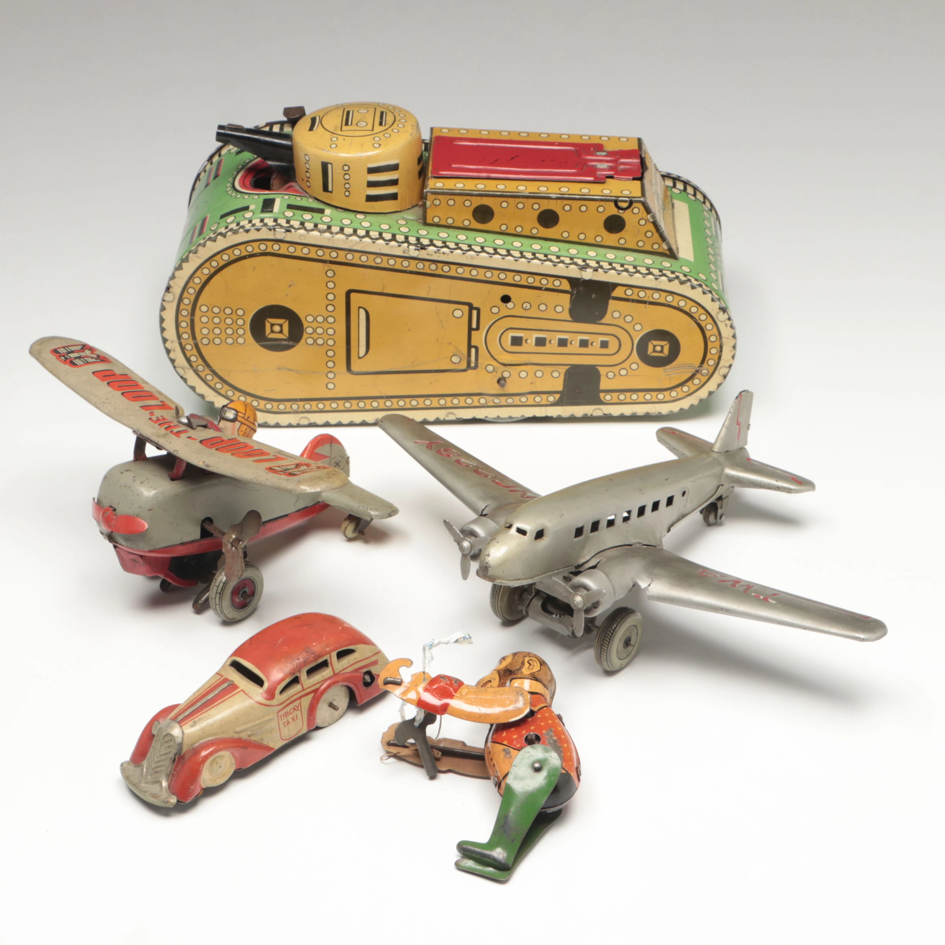 Louis Marx & Co. "Sparkling Doughboy" Tin Litho Toy Tank with More Vintage Toys