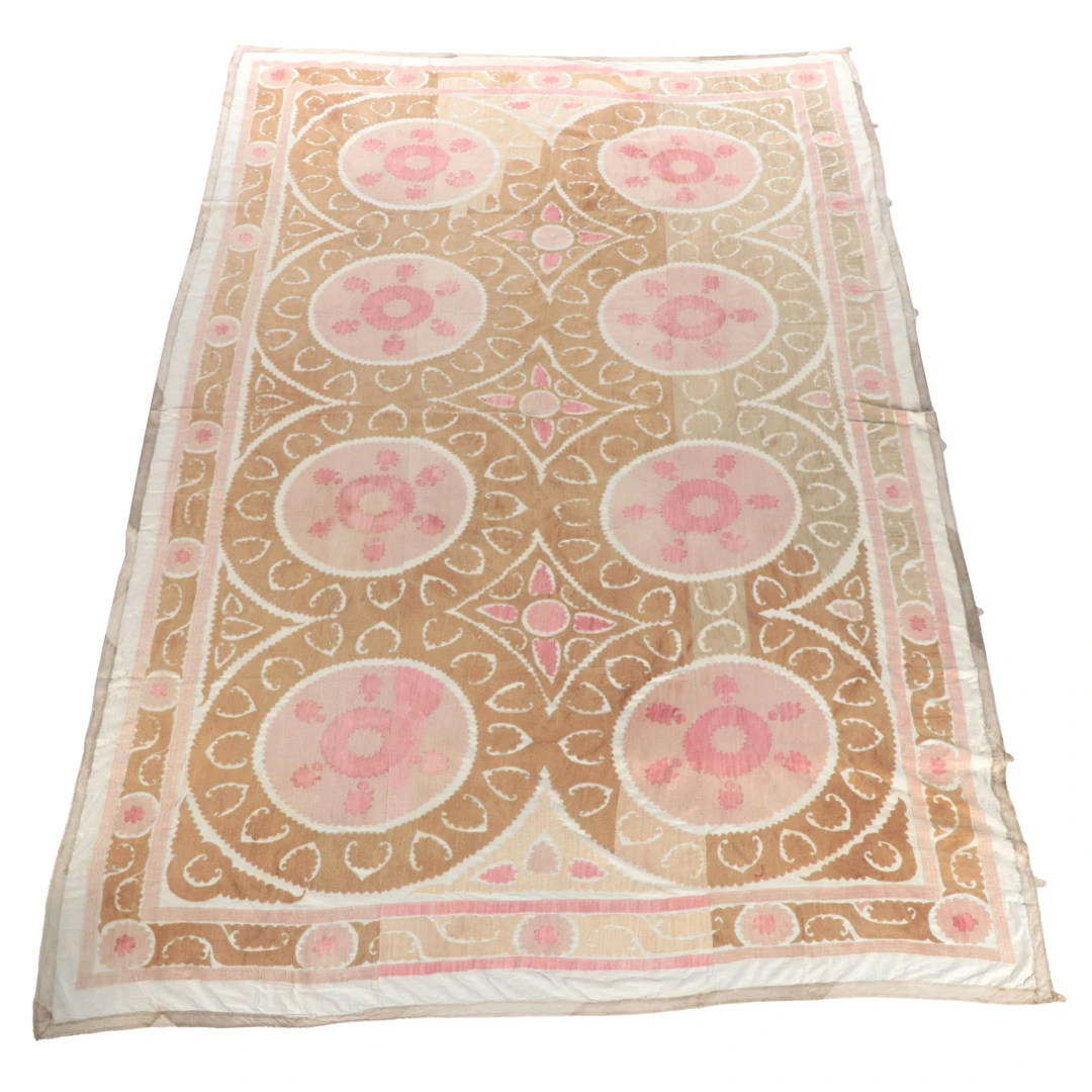 Vintage Uzbek Embroidered Suzani Textile, Mid-20th Century