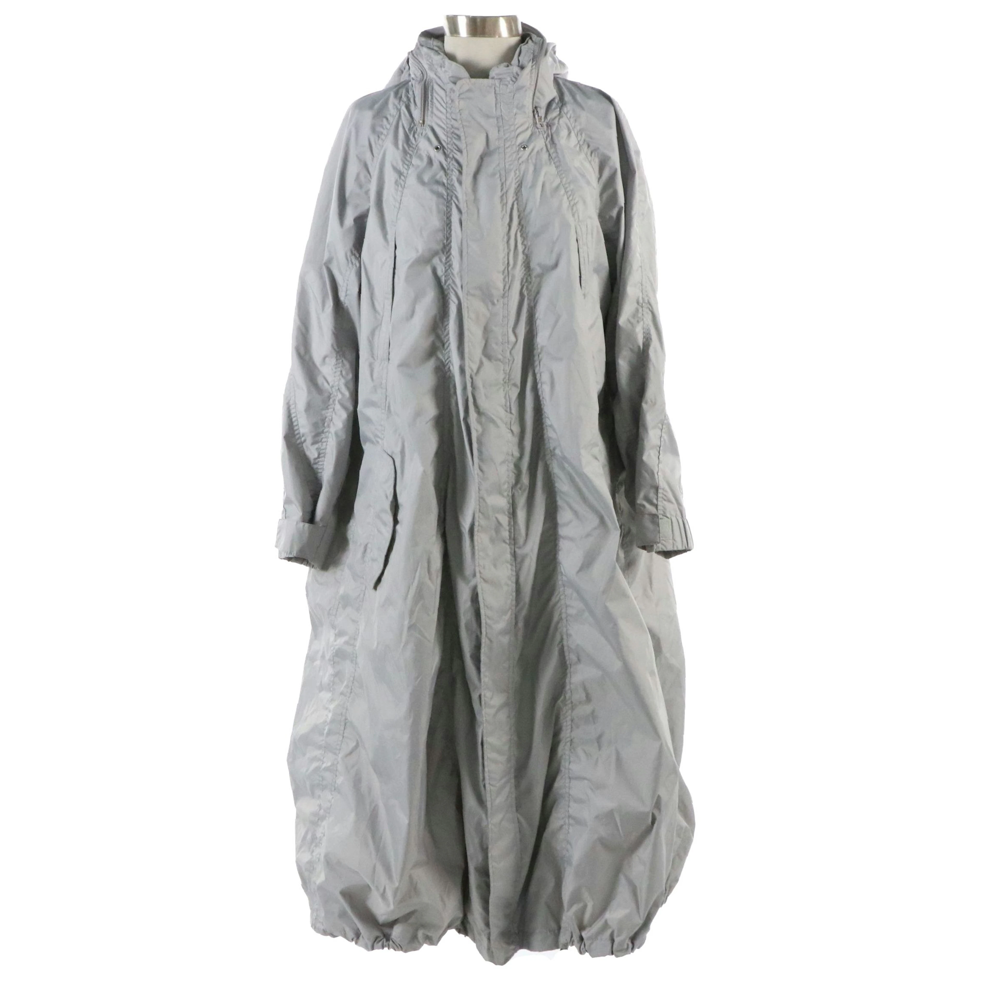 Issey Miyake Drawstring Technical Parachute Rain Coat in Grey