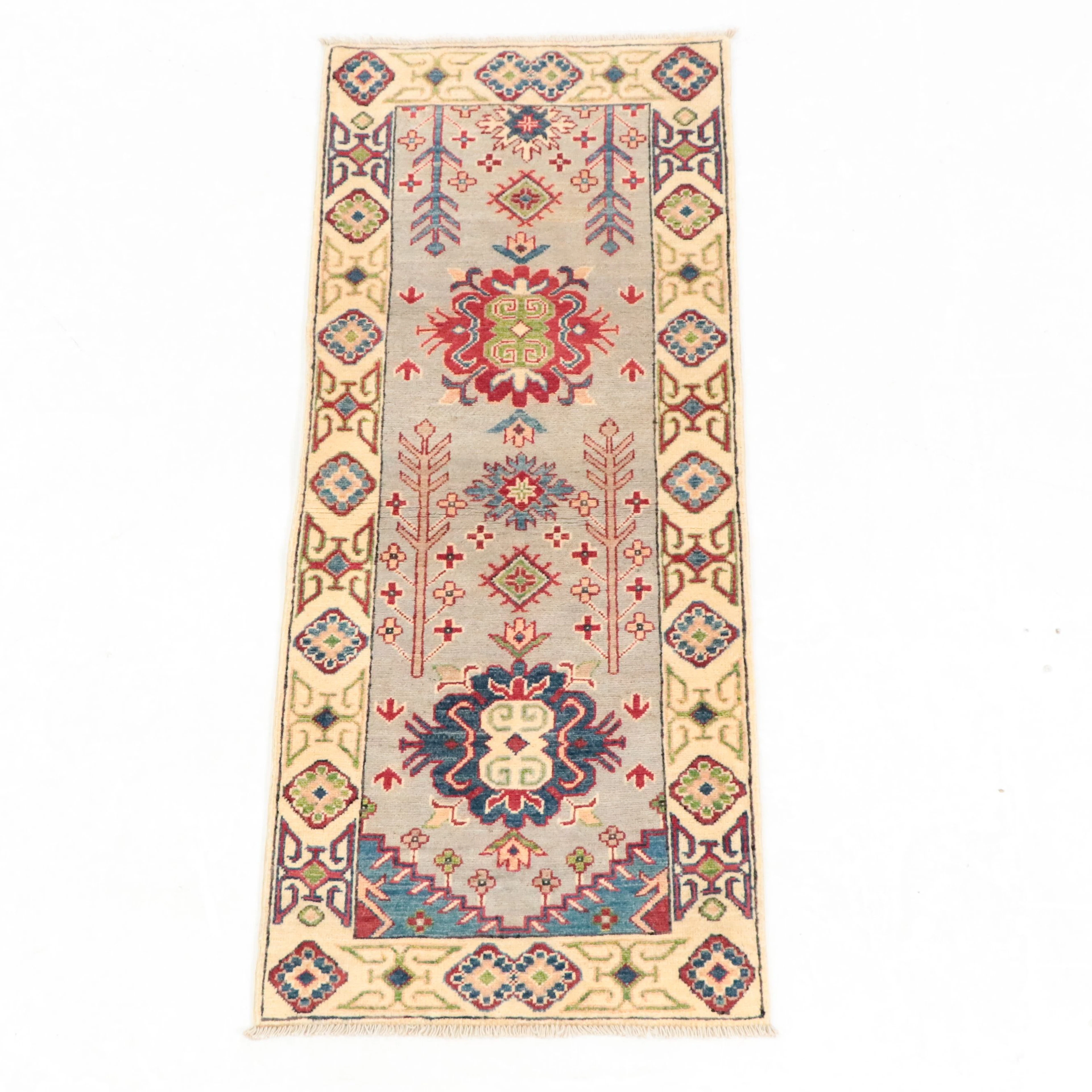 2'4 x 6'7 Hand-Knotted Pakistani Kazak Style Carpet Runner