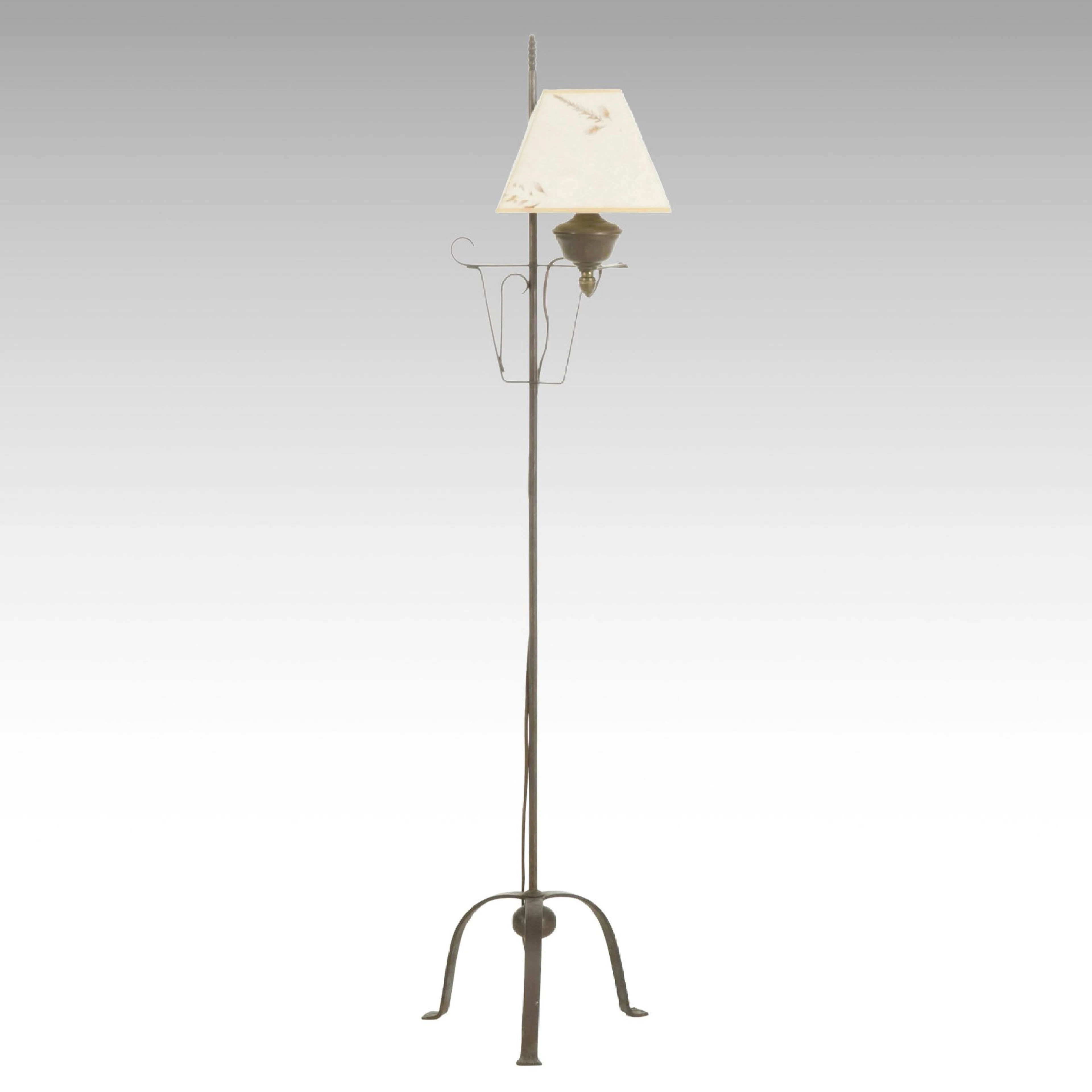 Colonial Style Wrought Iron Floor Lamp, Adapted
