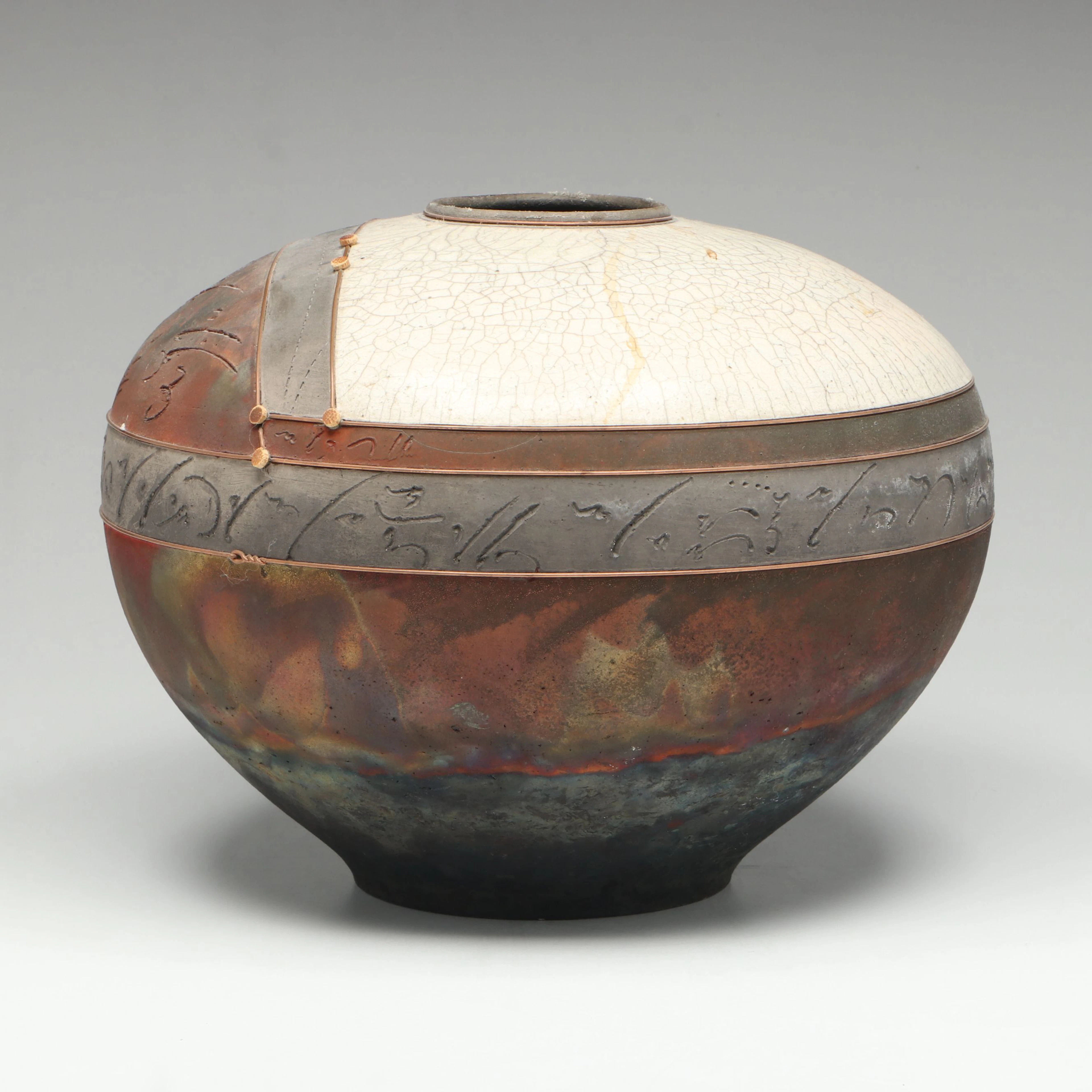 Richard Gruchalla Signed Raku Studio Pottery Vase, 1986