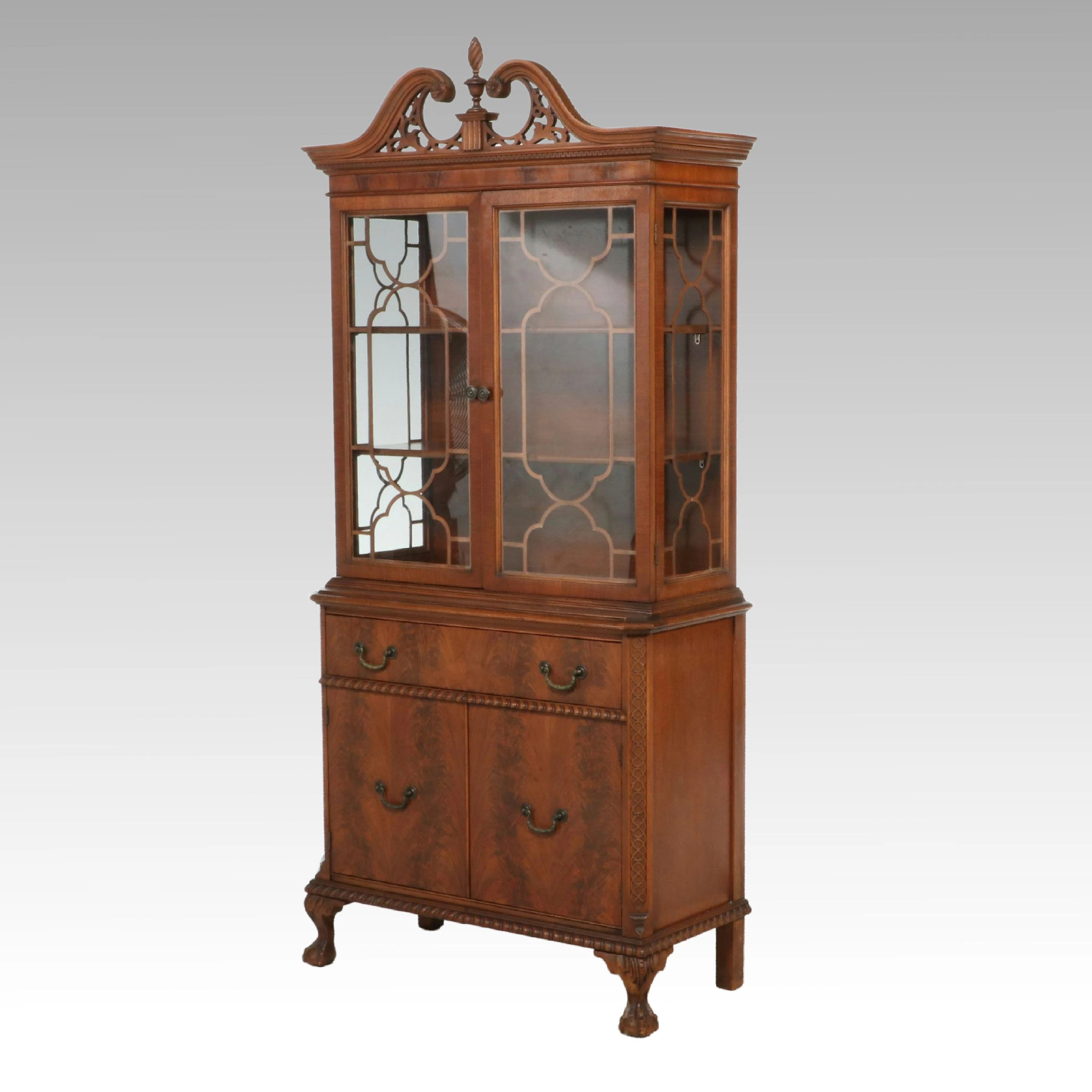 Finch Fine Furniture Chinese Chippendale Style Walnut Display Cabinet