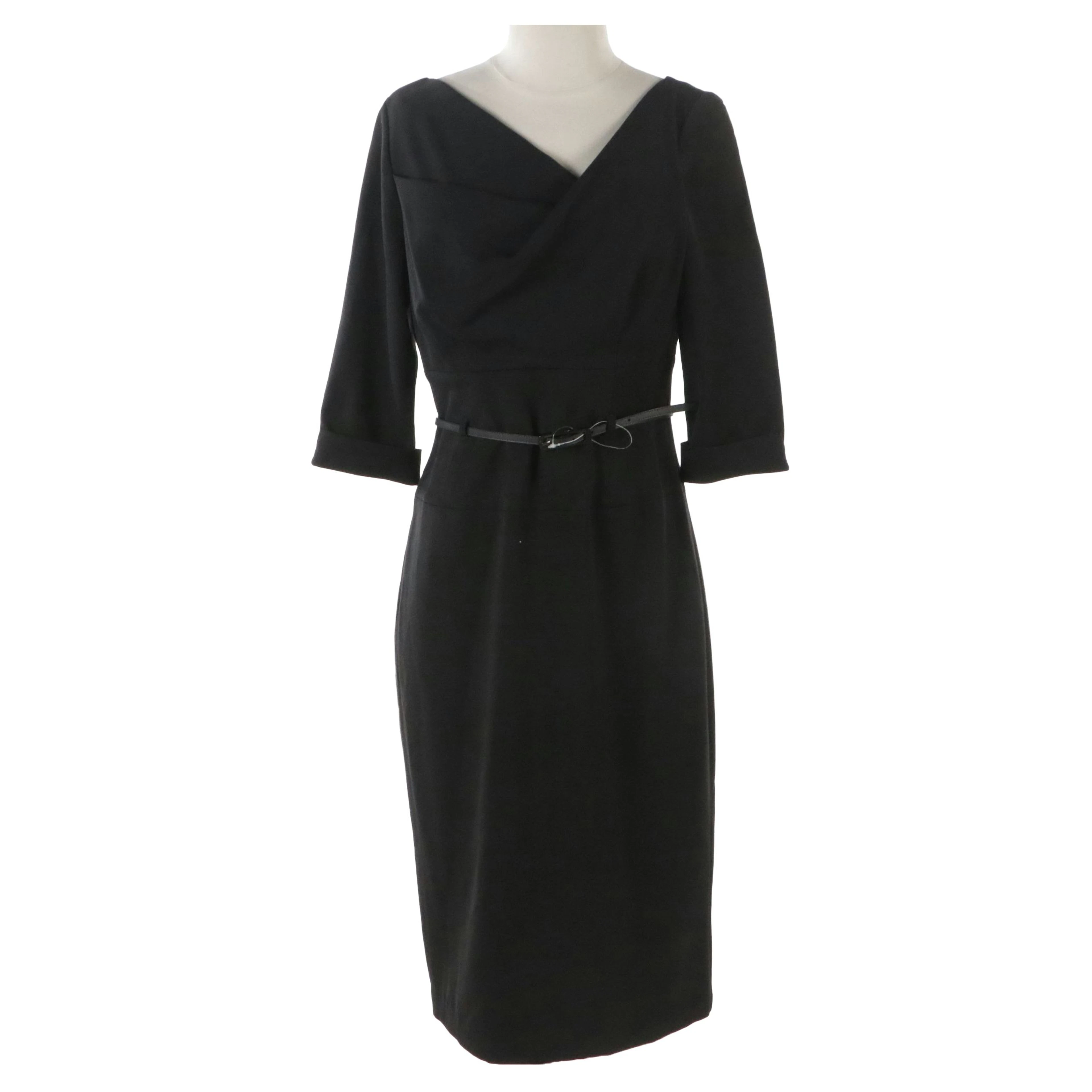 Black Halo Jackie O Classic Black Knit Sheath Dress, New with Tag