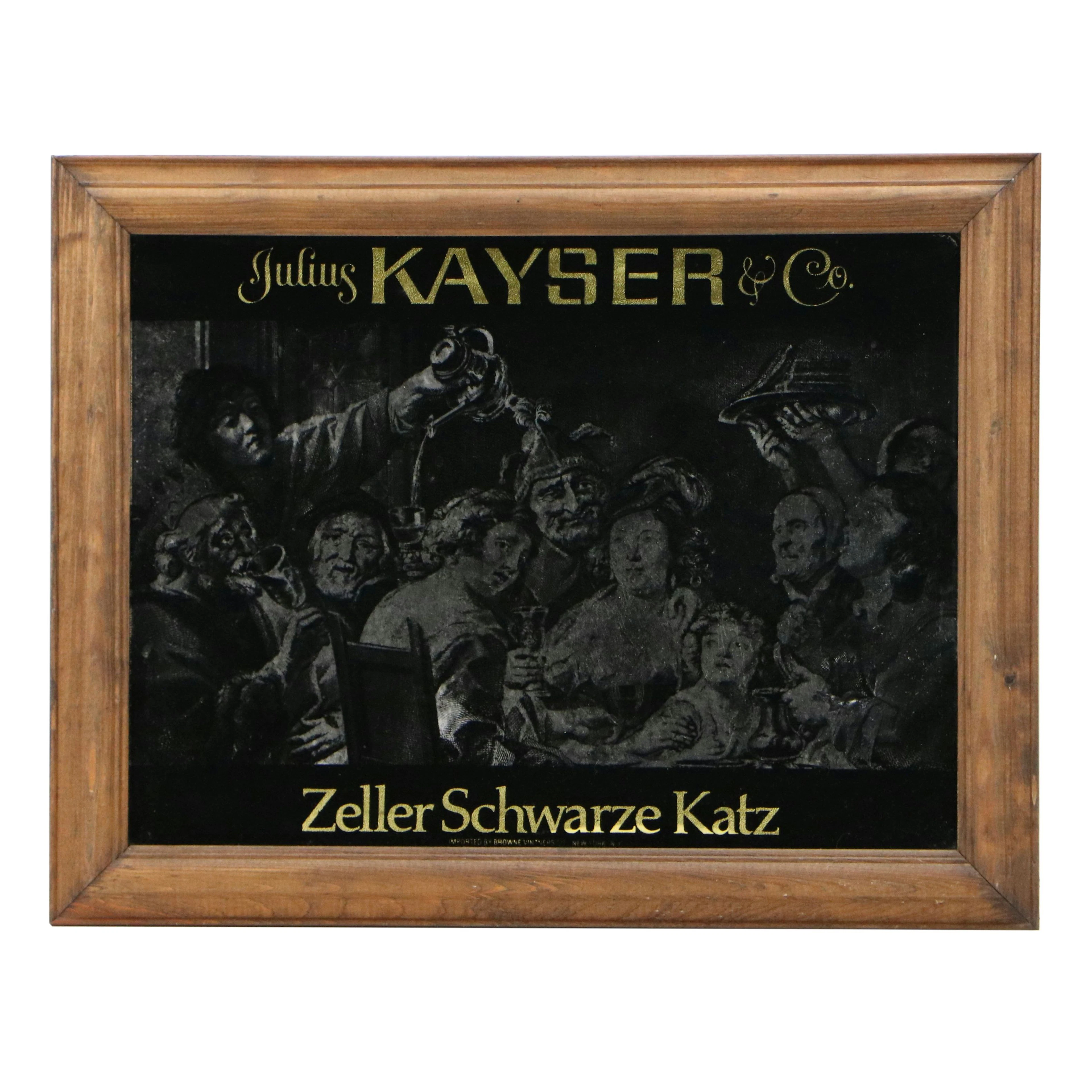 Bar Back Mirror "Julius Kayser and Co. Zeller Schwarze," 20th Century
