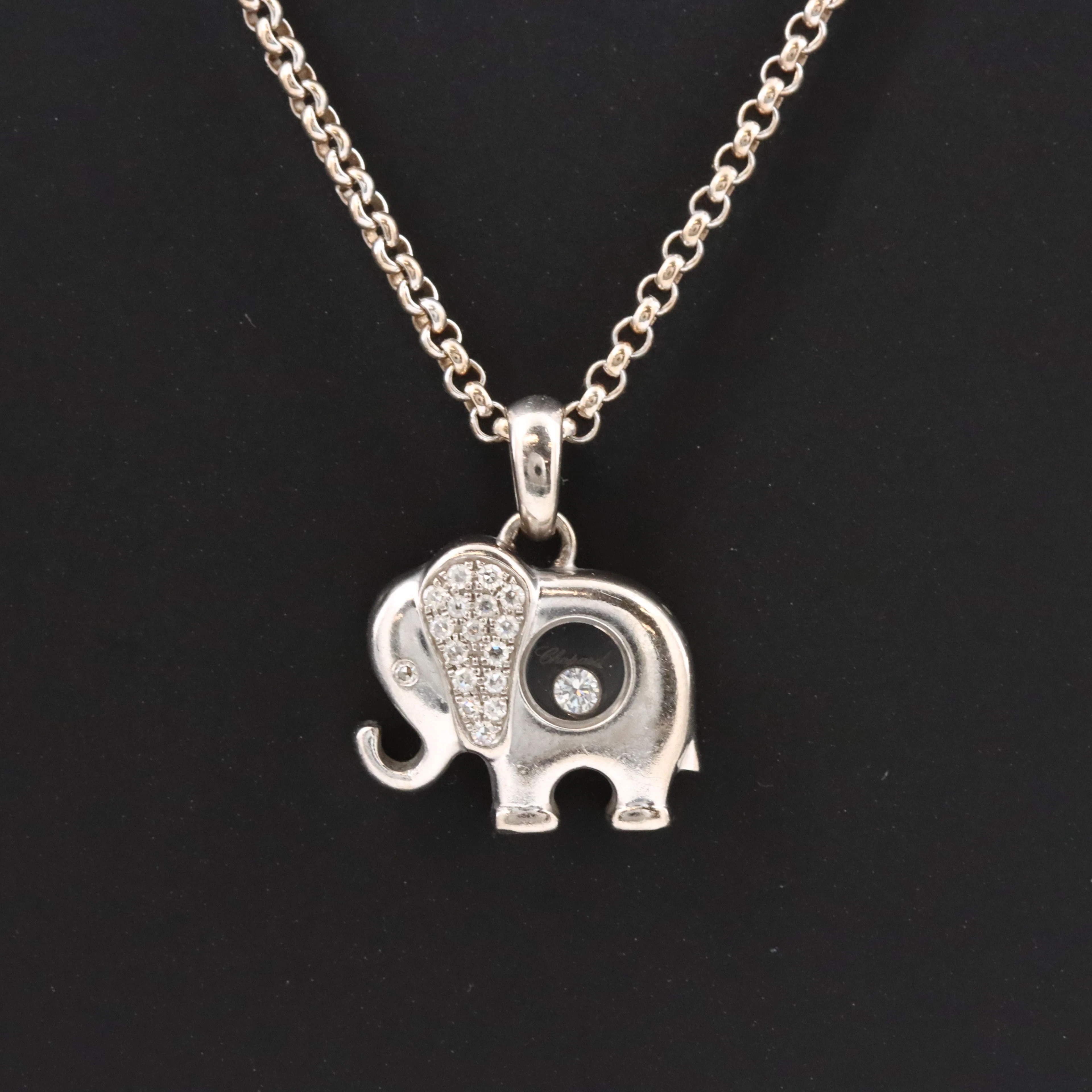 Chopard Happy Diamonds 18K Floating Diamond Elephant Pendant Necklace