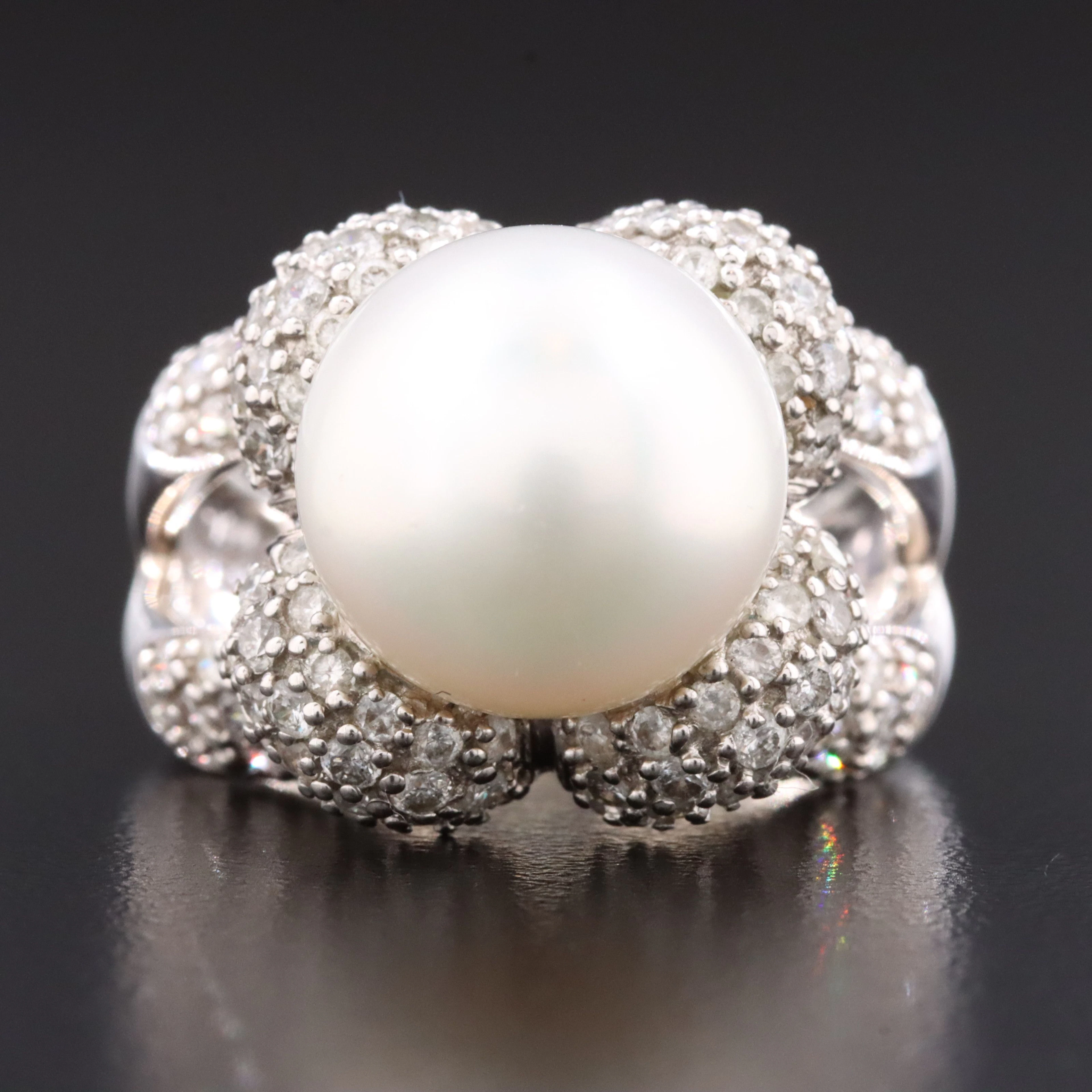18K Pearl and Diamond Ring