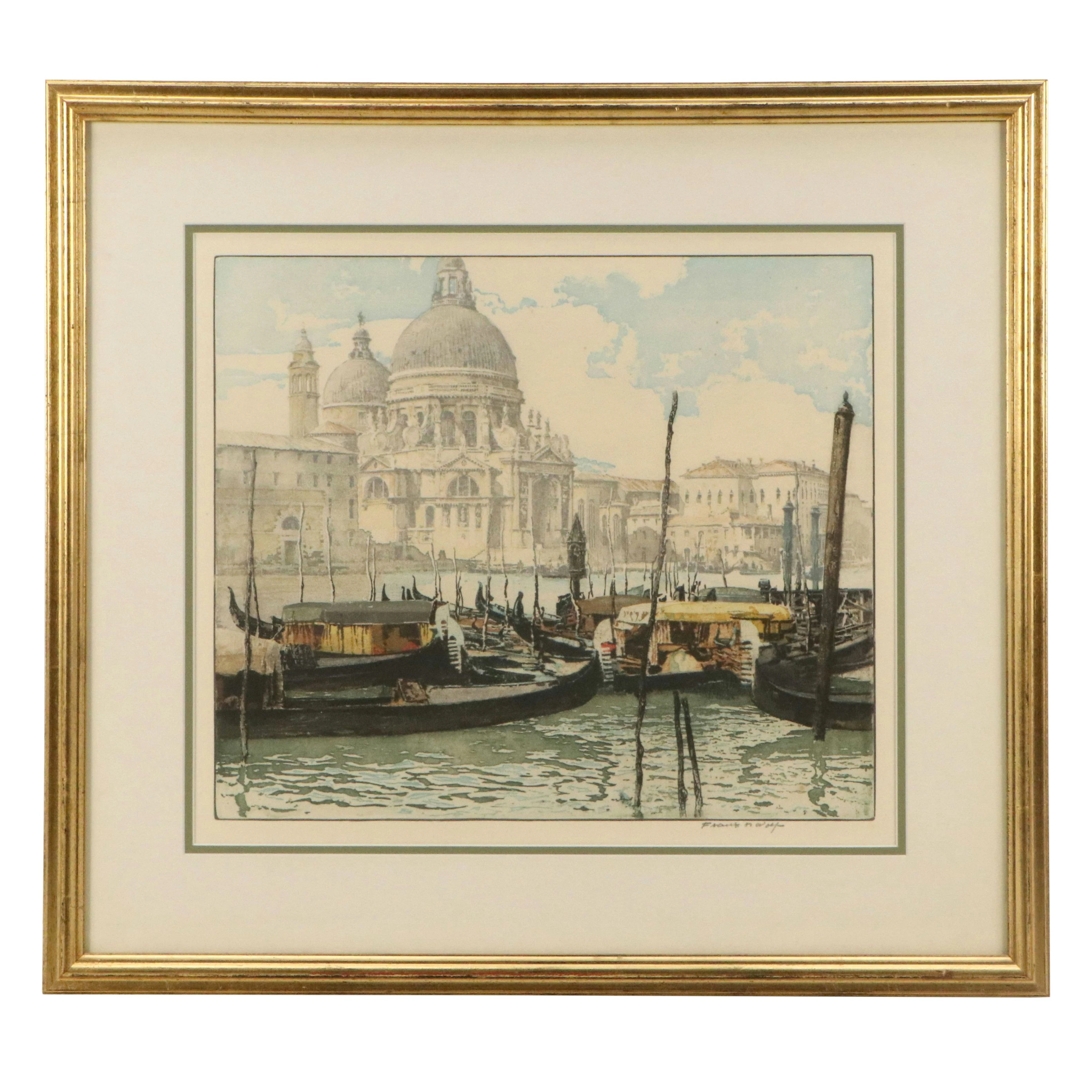 Franz Xaver Wolf Aquatint à la Poupée Venetian Grand Canal Scene