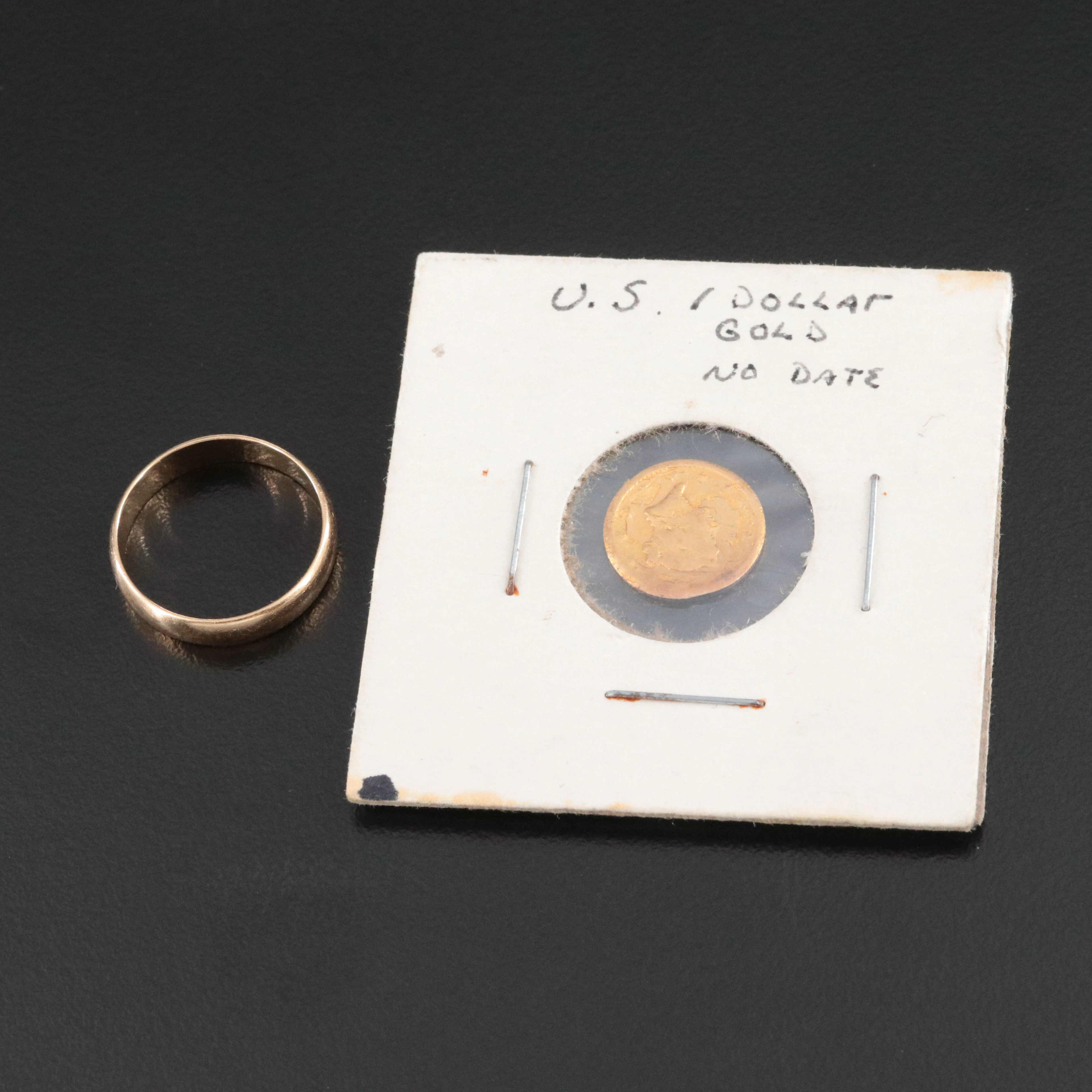 14K Gold Band with Liberty Head Type I Gold Dollar Coin