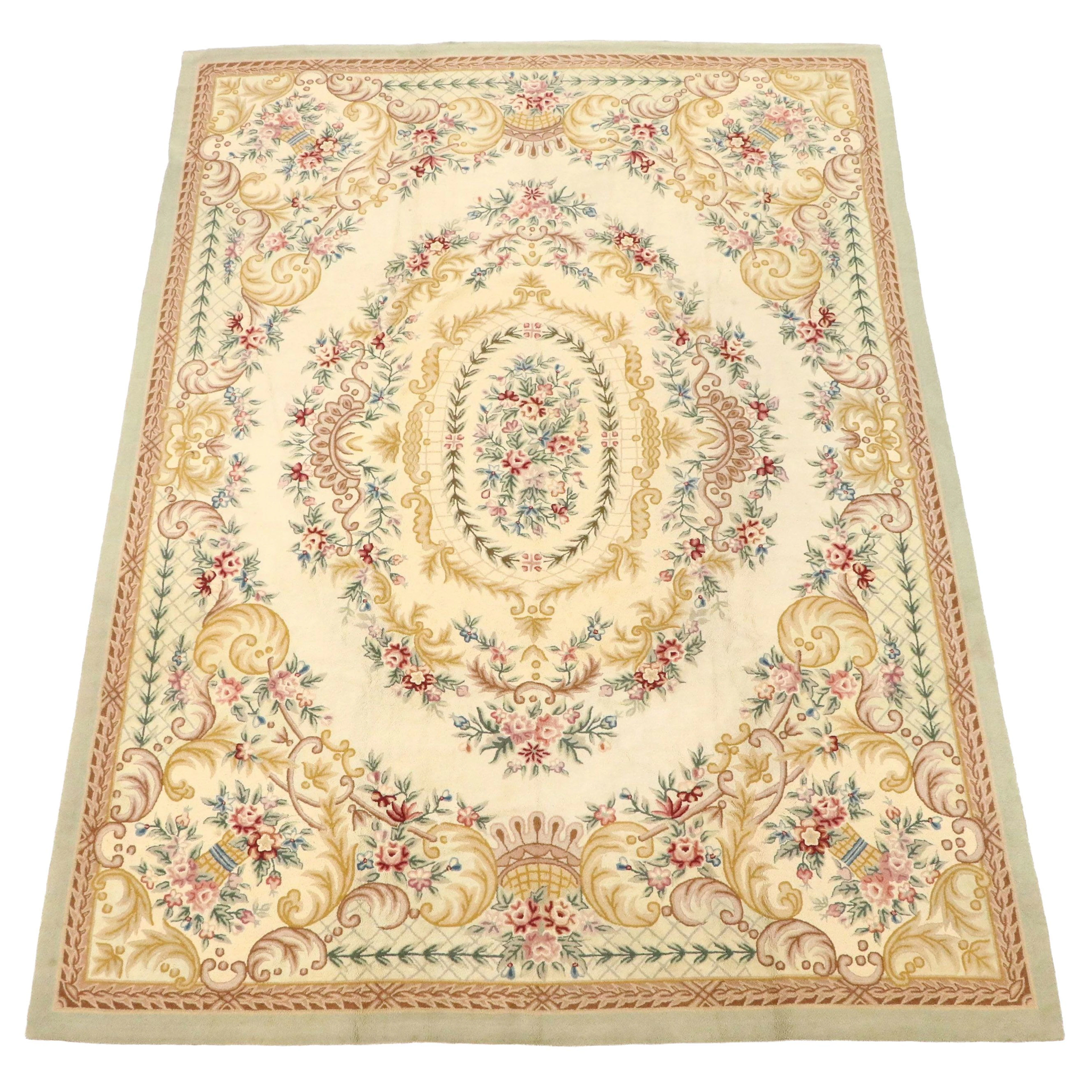 8'7 x 11'10 Handmade Sino-French Aubusson Hooked Area Rug