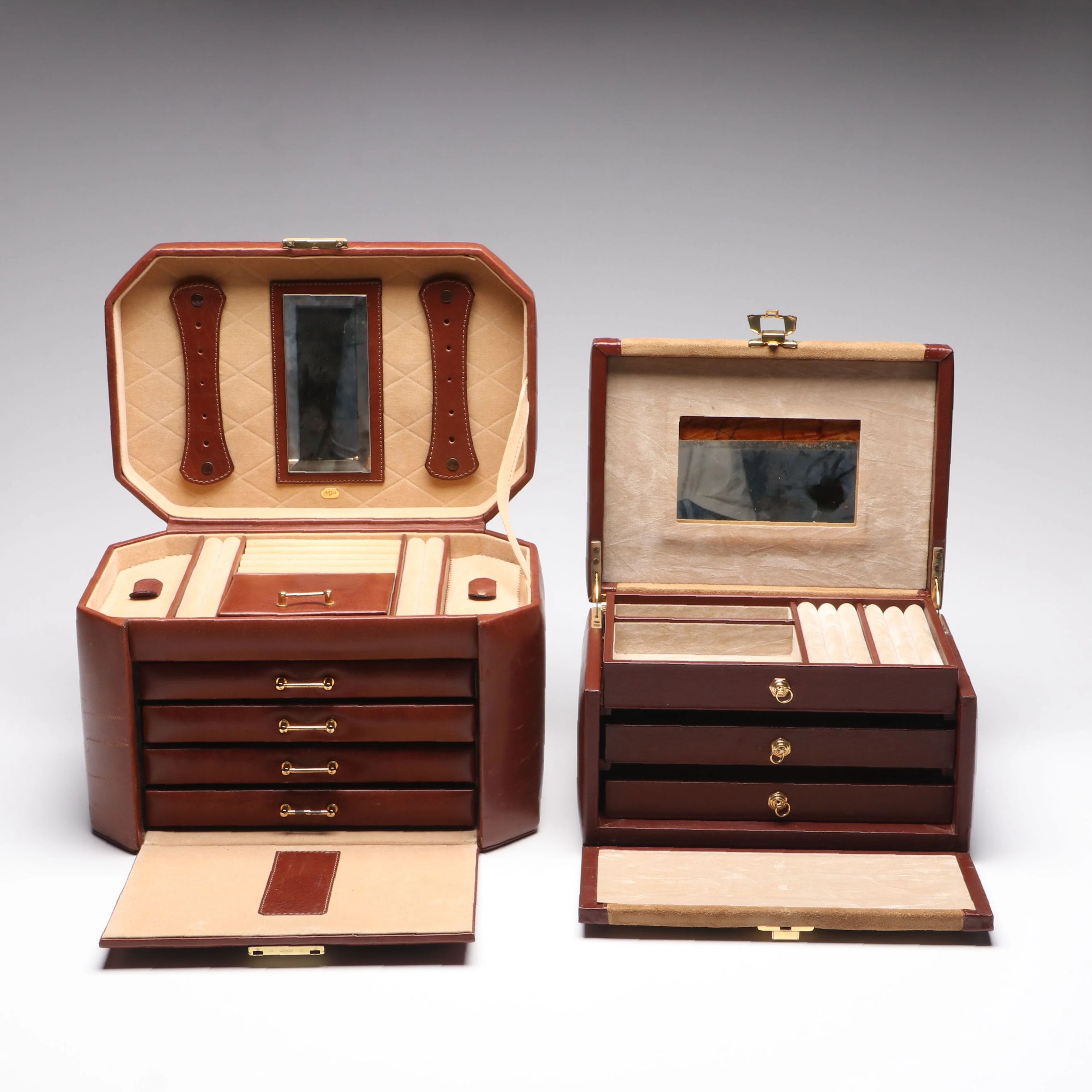 Matras and Eximious Leather Traveling Jewelry Cases with Costume Jewelry