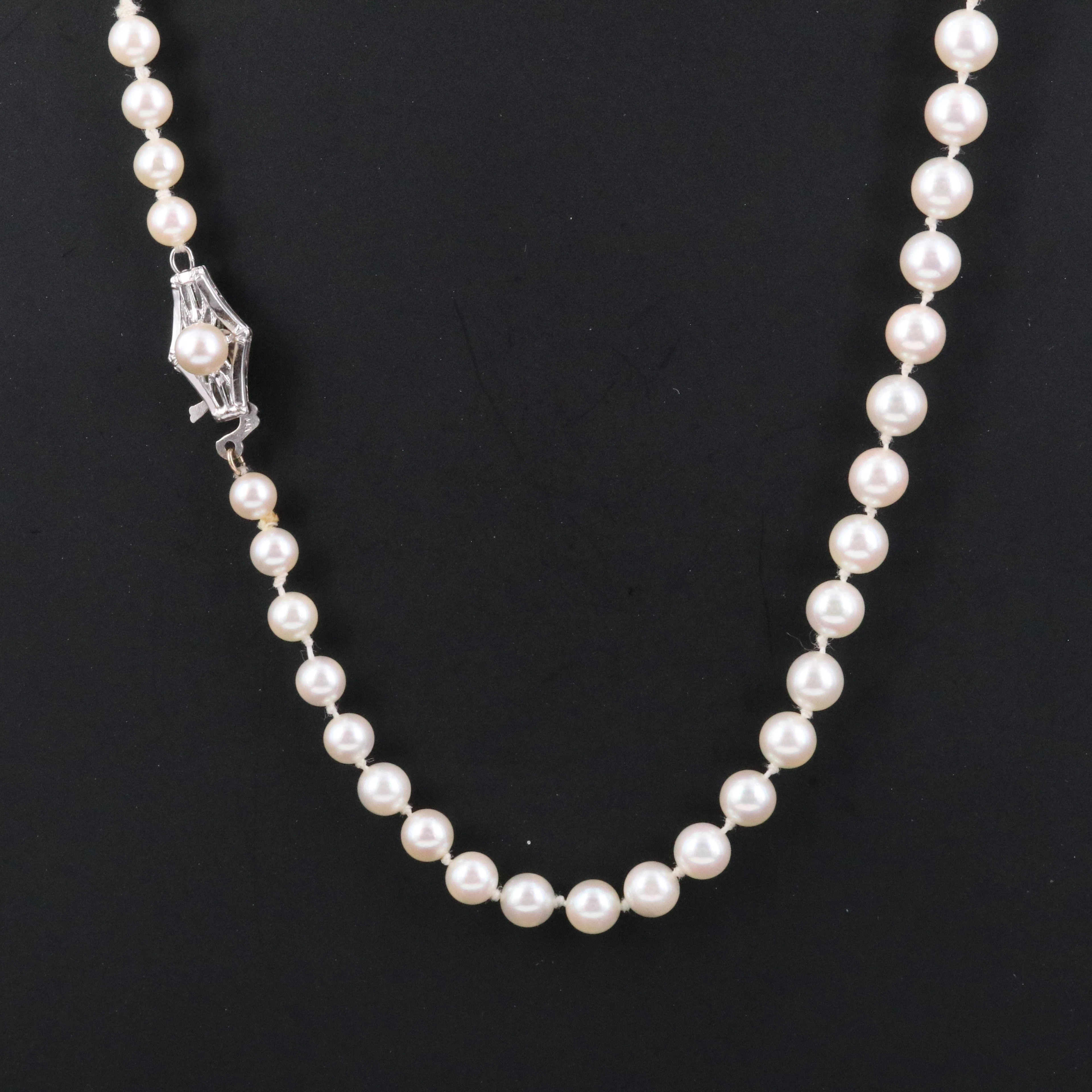 Pearl Graduated Matinee Length Necklace with 14K Clasp