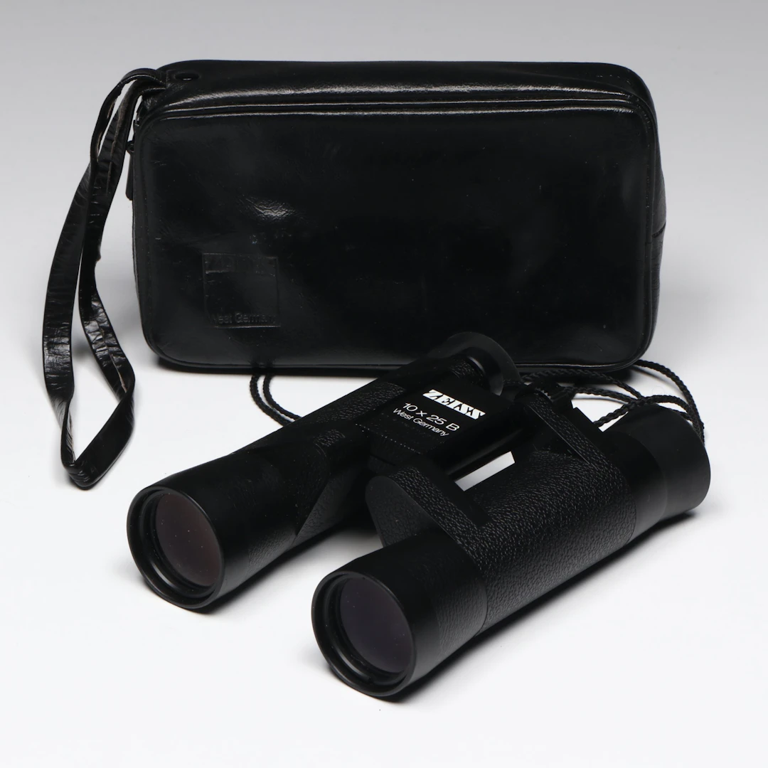 Zeiss 10x25 Binoculars with Case, Late 20th Century