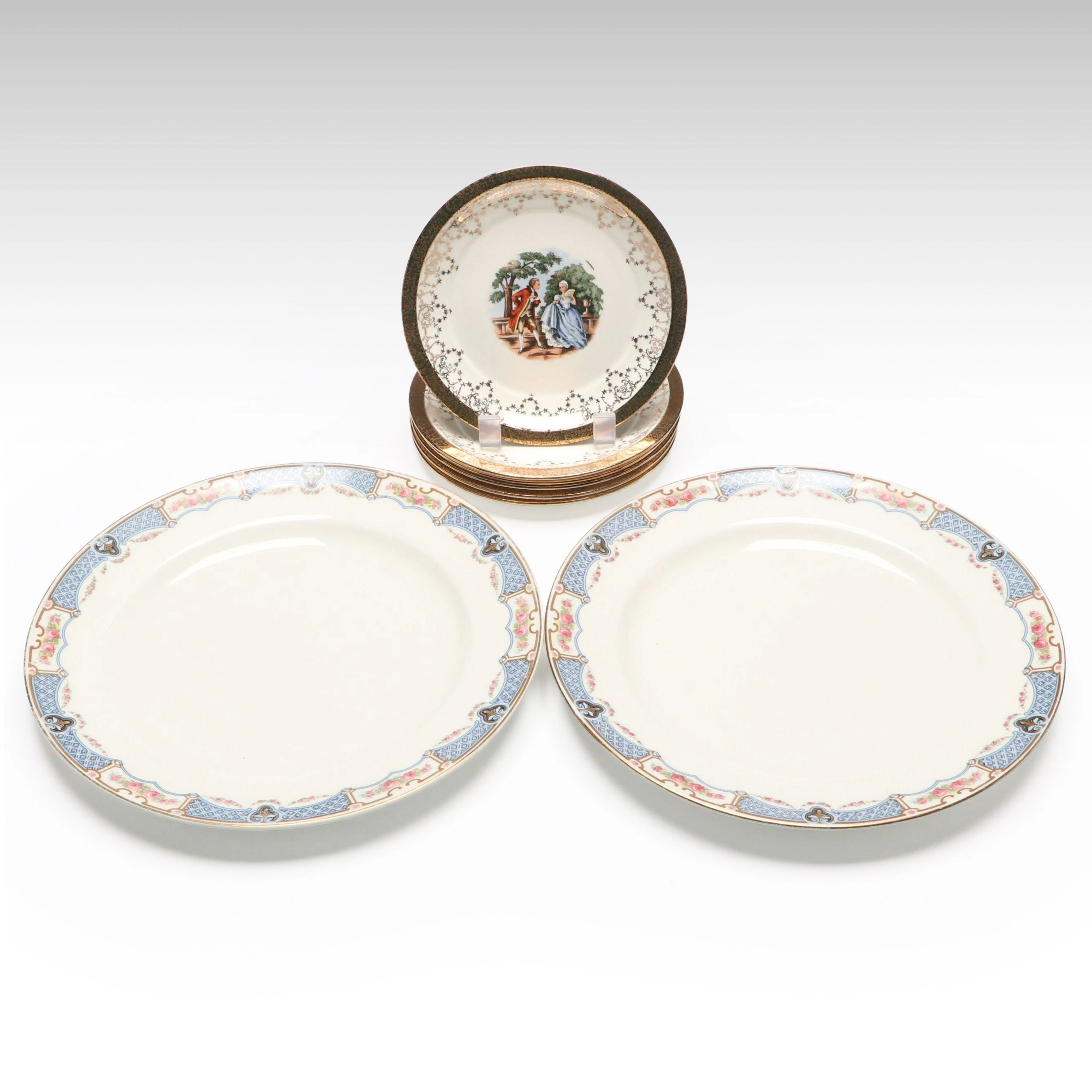Grindley Dinner Plates with Sabin Bread and Butter Plates, Early to Mid-20th C.