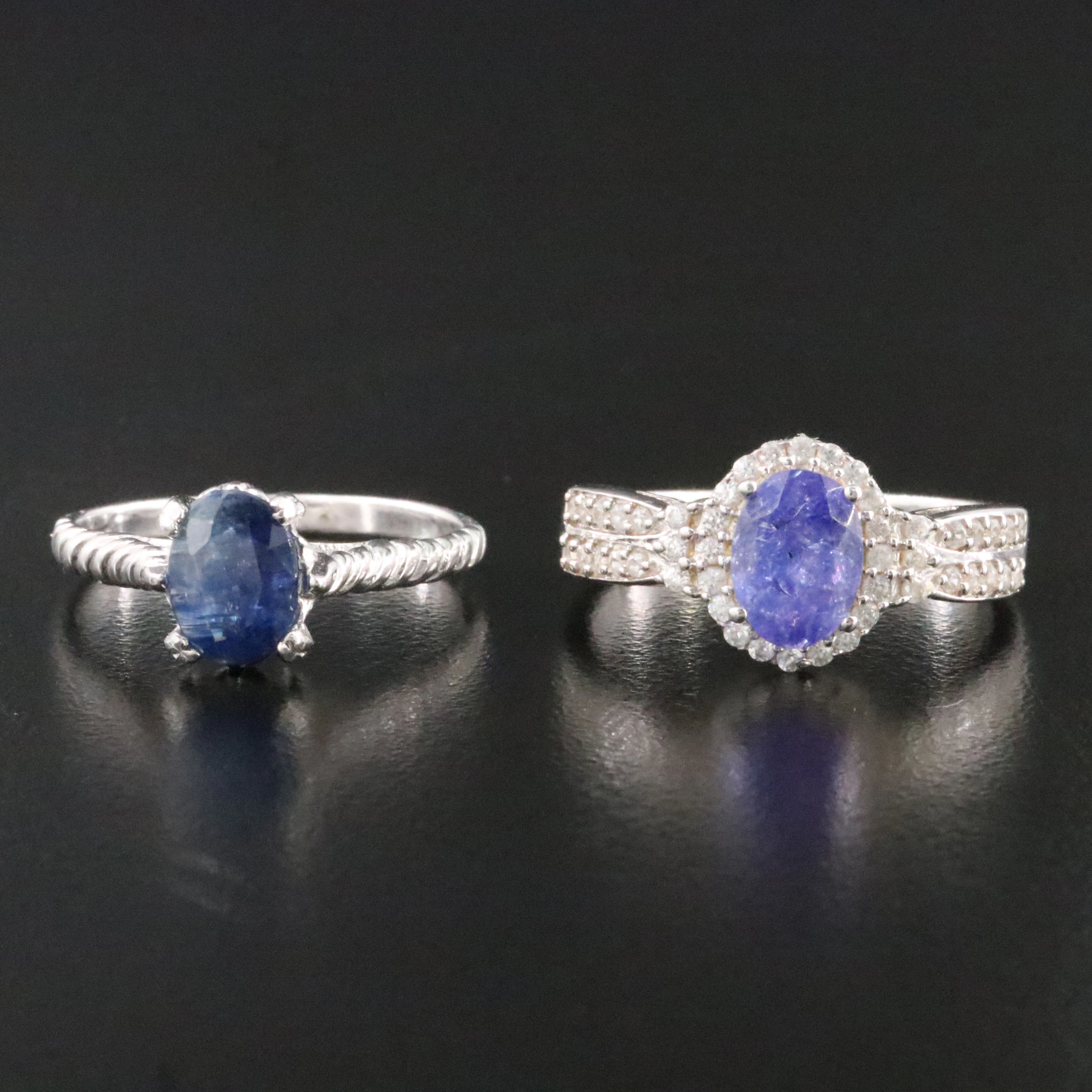 Sterling Tanzanite, Kyanite and White Topaz Rings