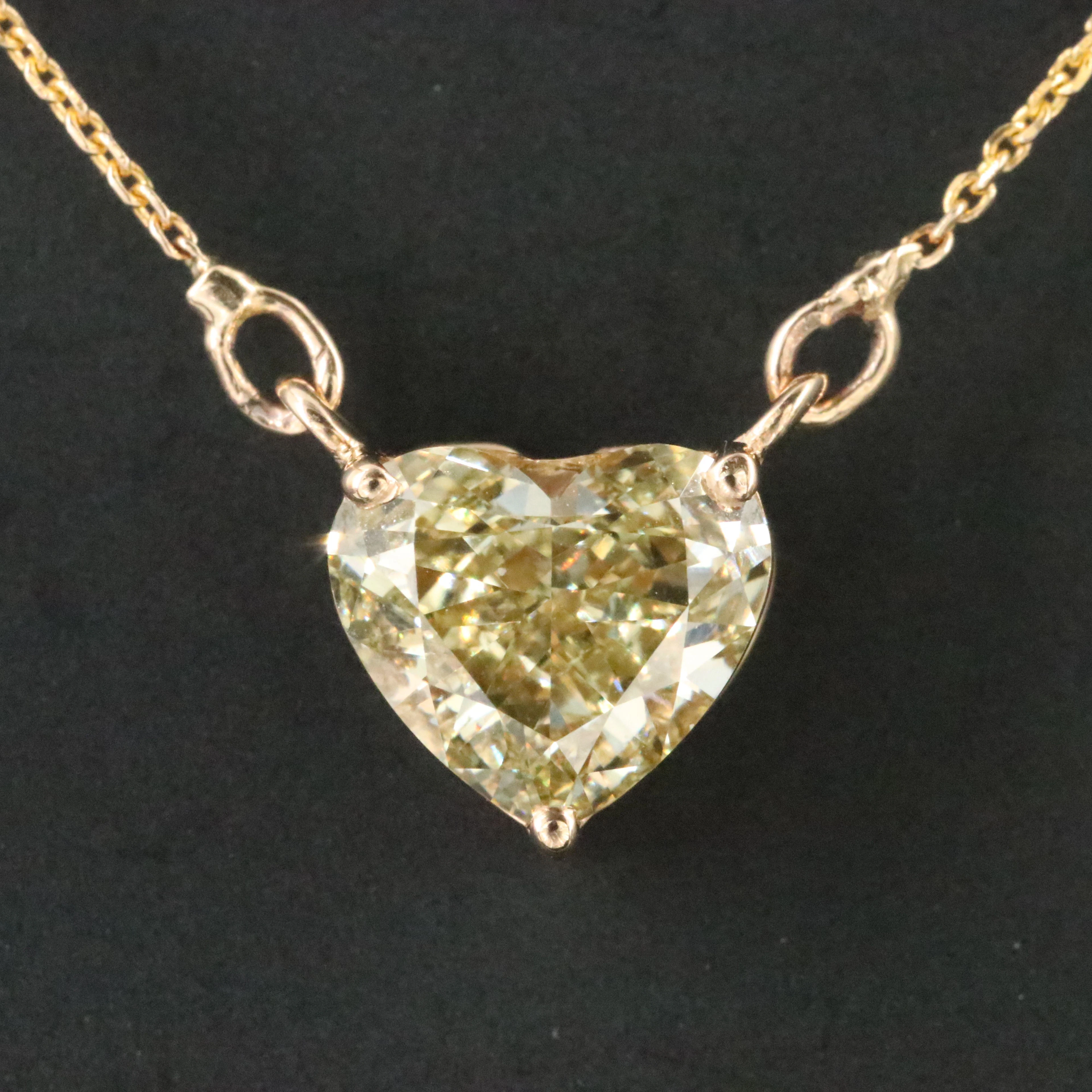 14K 2.01 CT Fancy Light Yellow Lab Grown Diamond Necklace with IGI Report