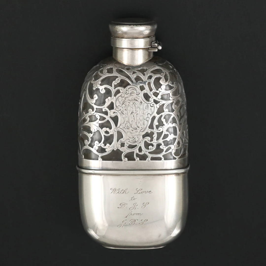 Gorham Sterling Silver Overlay Ladies' Flask, Early 20th Century
