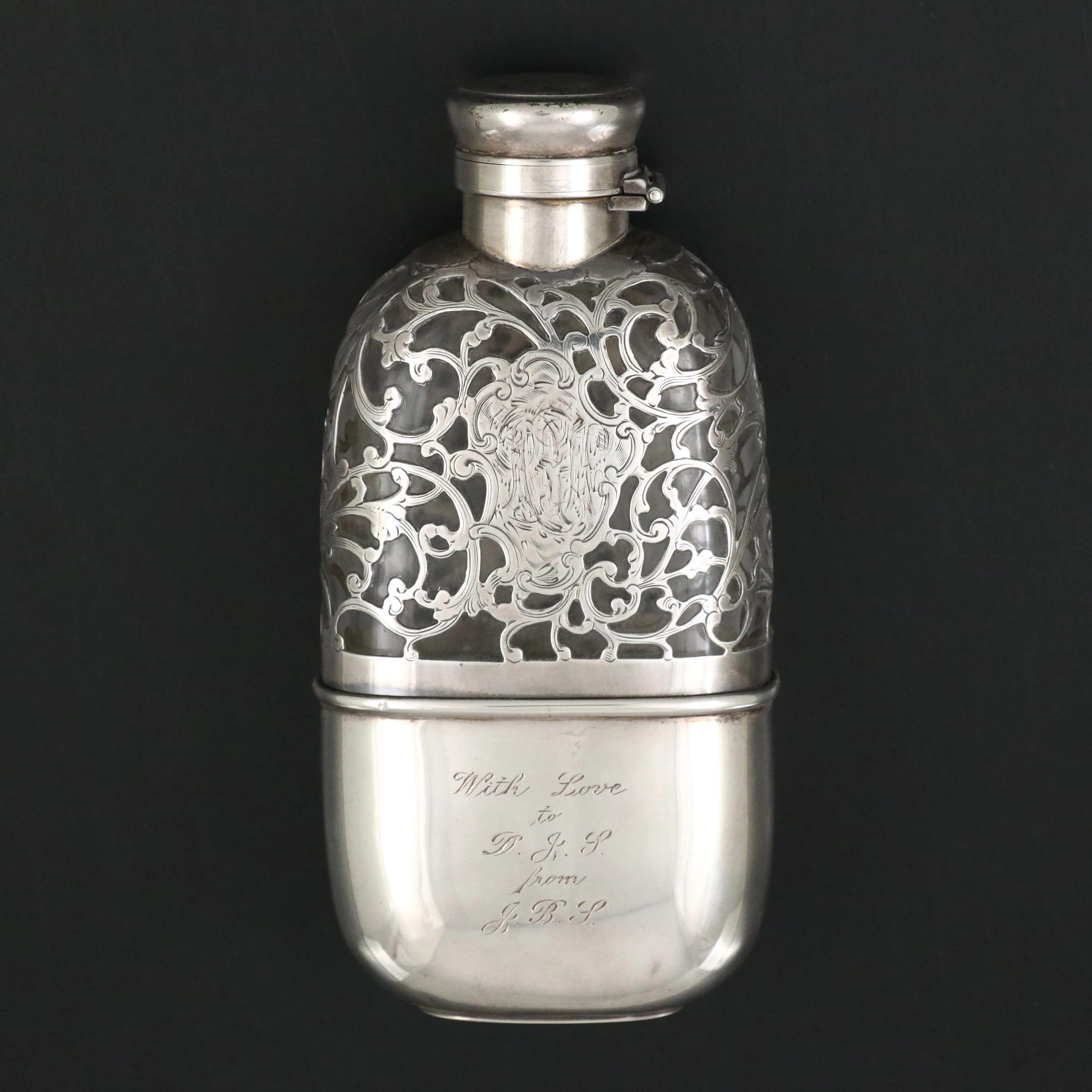 Gorham Sterling Silver Overlay Ladies' Flask, Early 20th Century