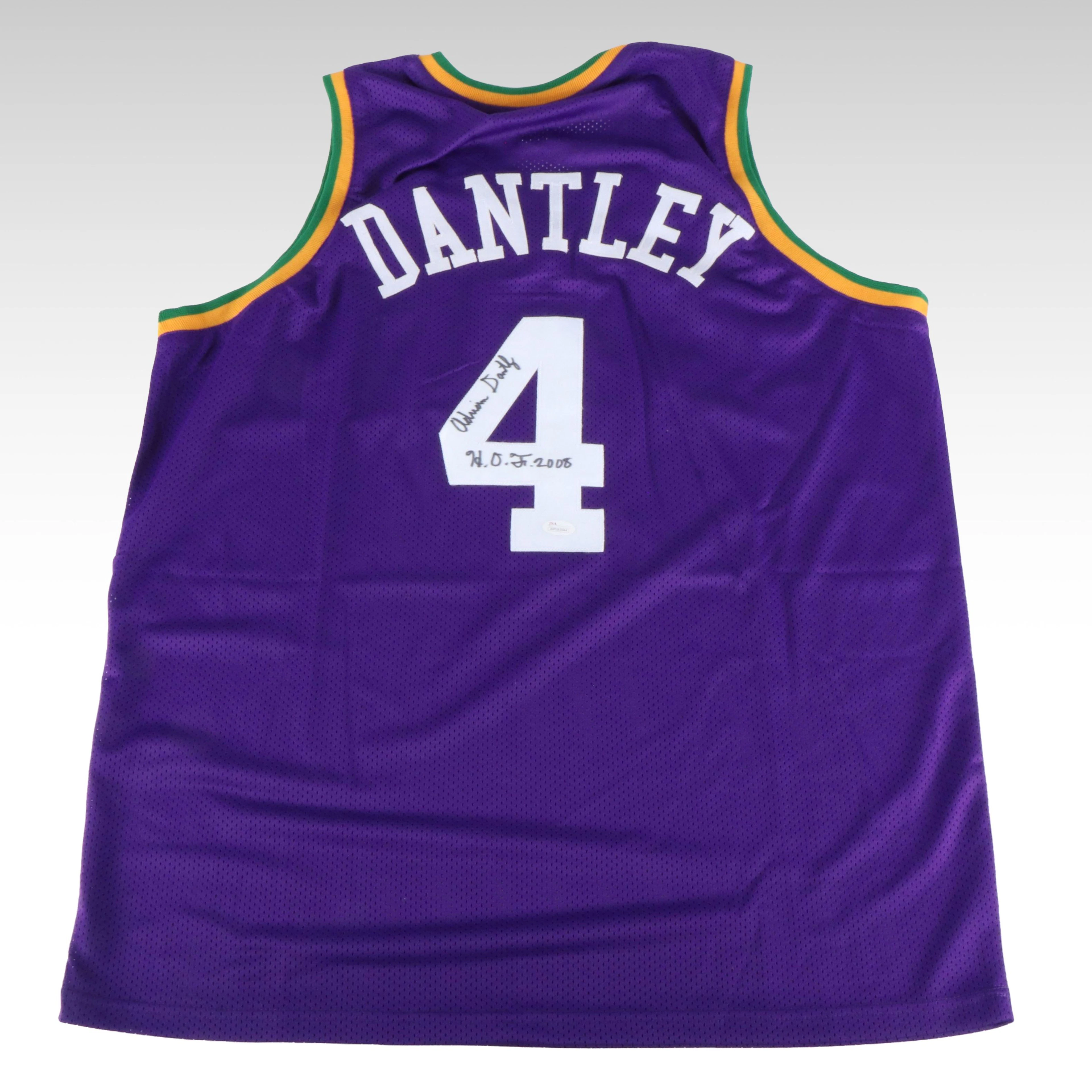 Adrian Dantley Signed “HOF 2008” Utah Jazz Basketball Jersey, JSA