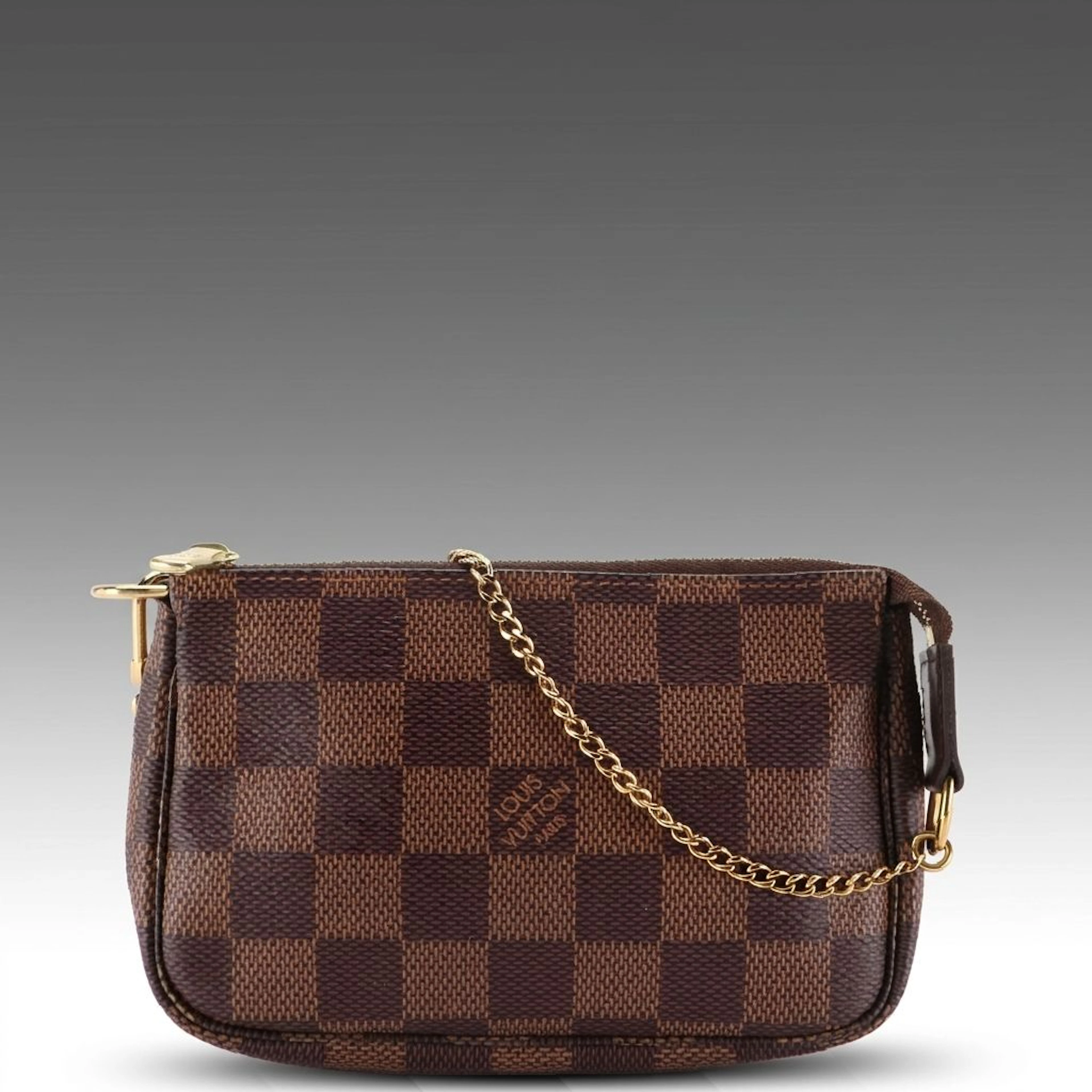 Louis Vuitton Mini Pochette Accessories Bag in Damier Ebene Canvas and Leather
