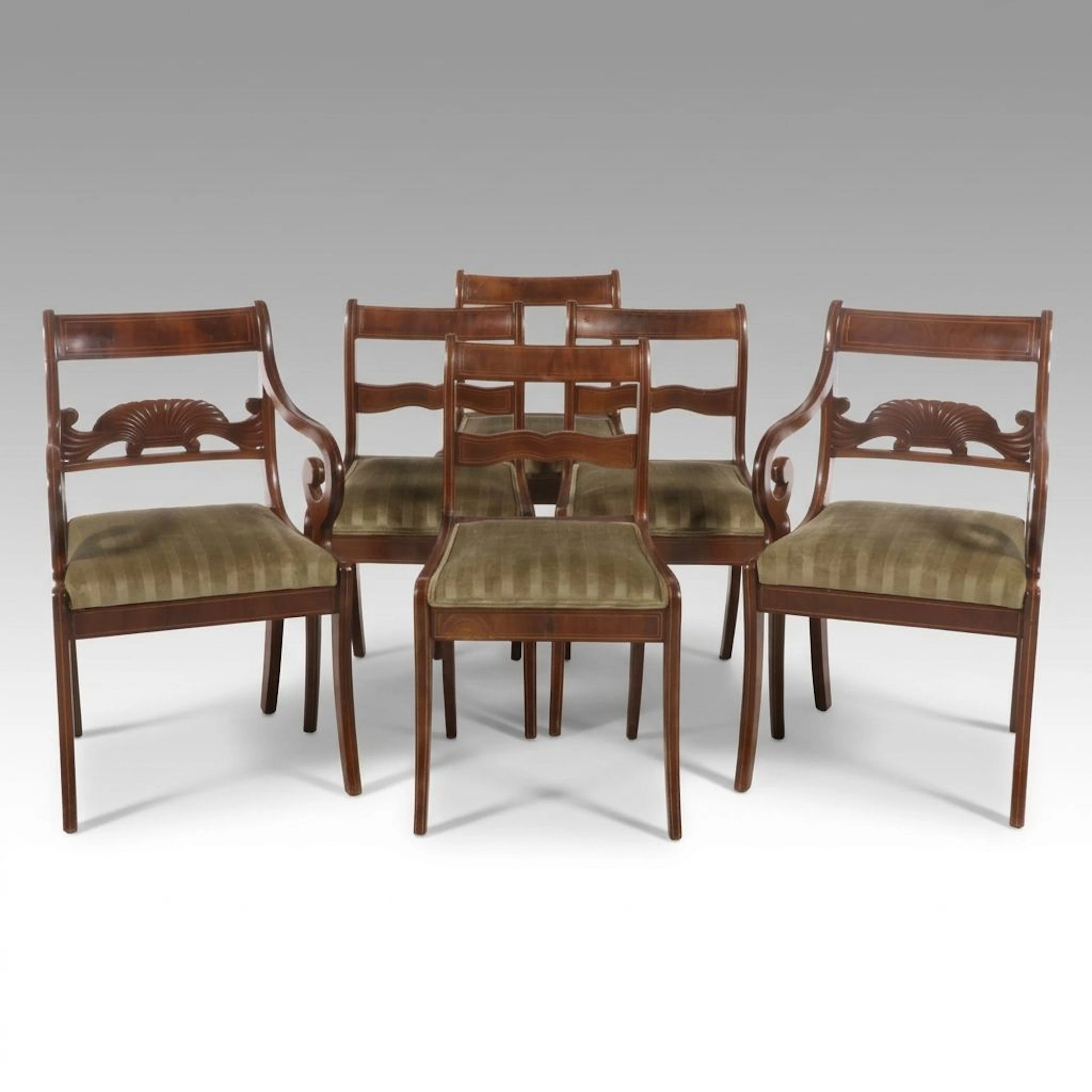 Set of Six Empire Style Mahogany Dining Chairs, 20th Century