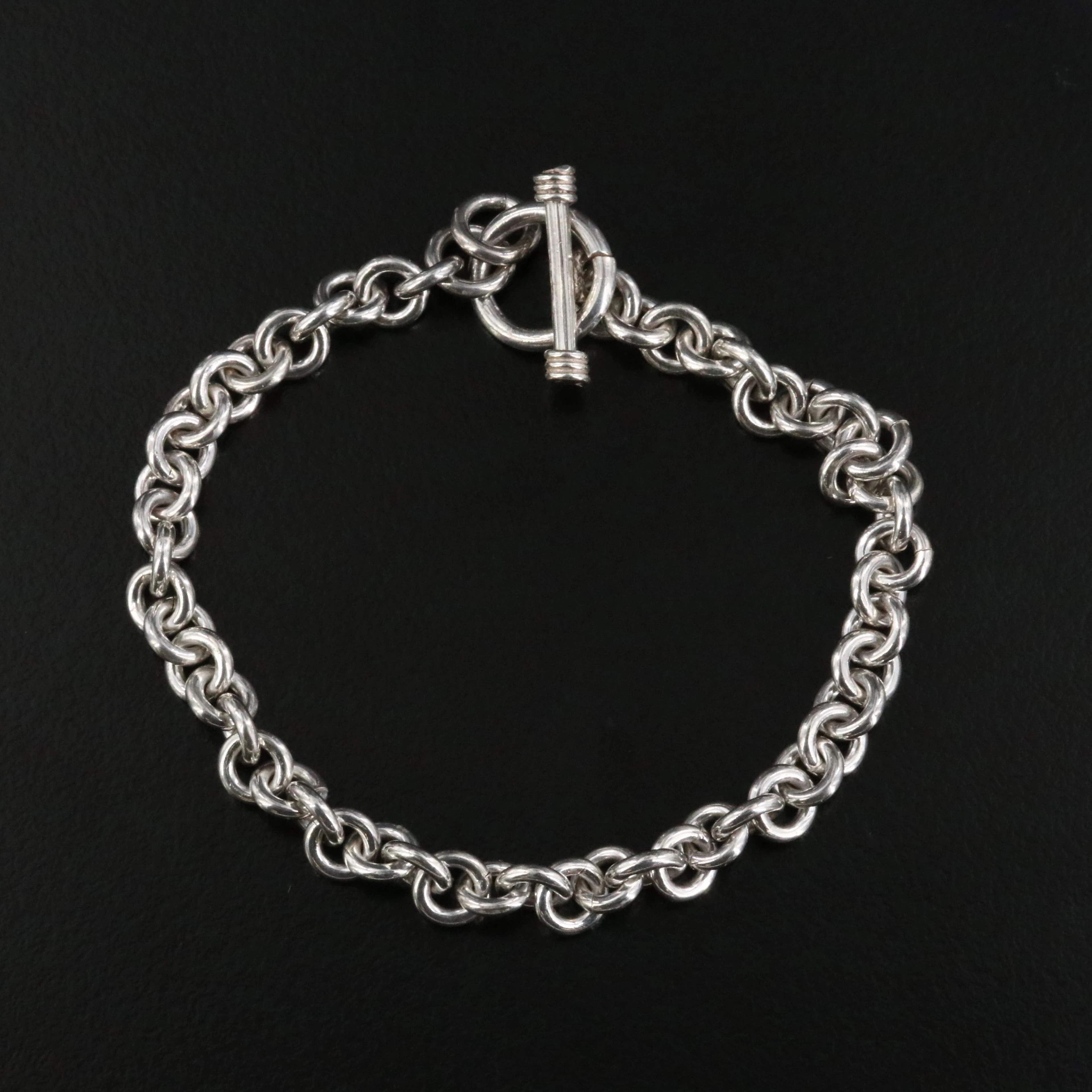 Sterling Cable Chain Toggle Bracelet