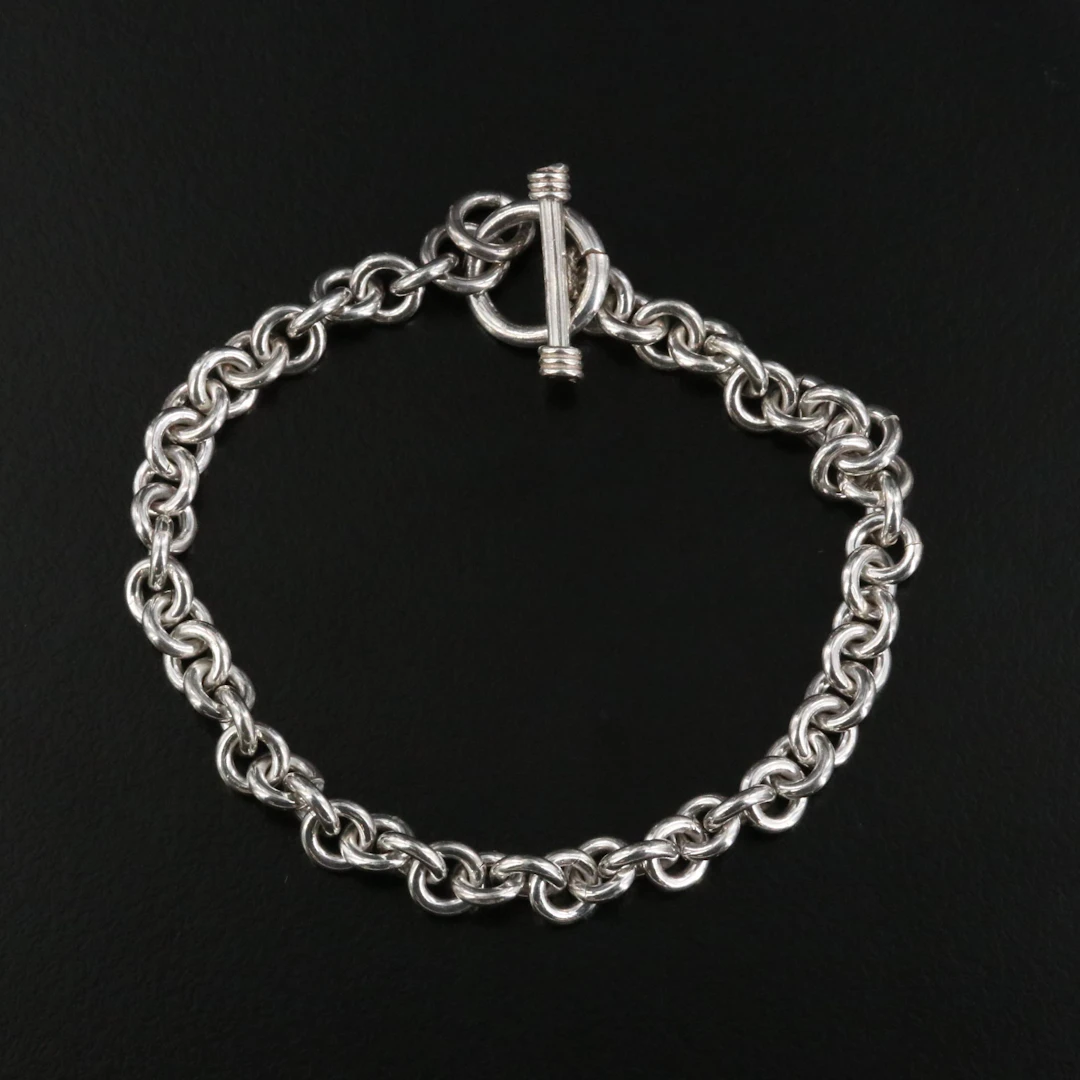 Sterling Cable Chain Toggle Bracelet