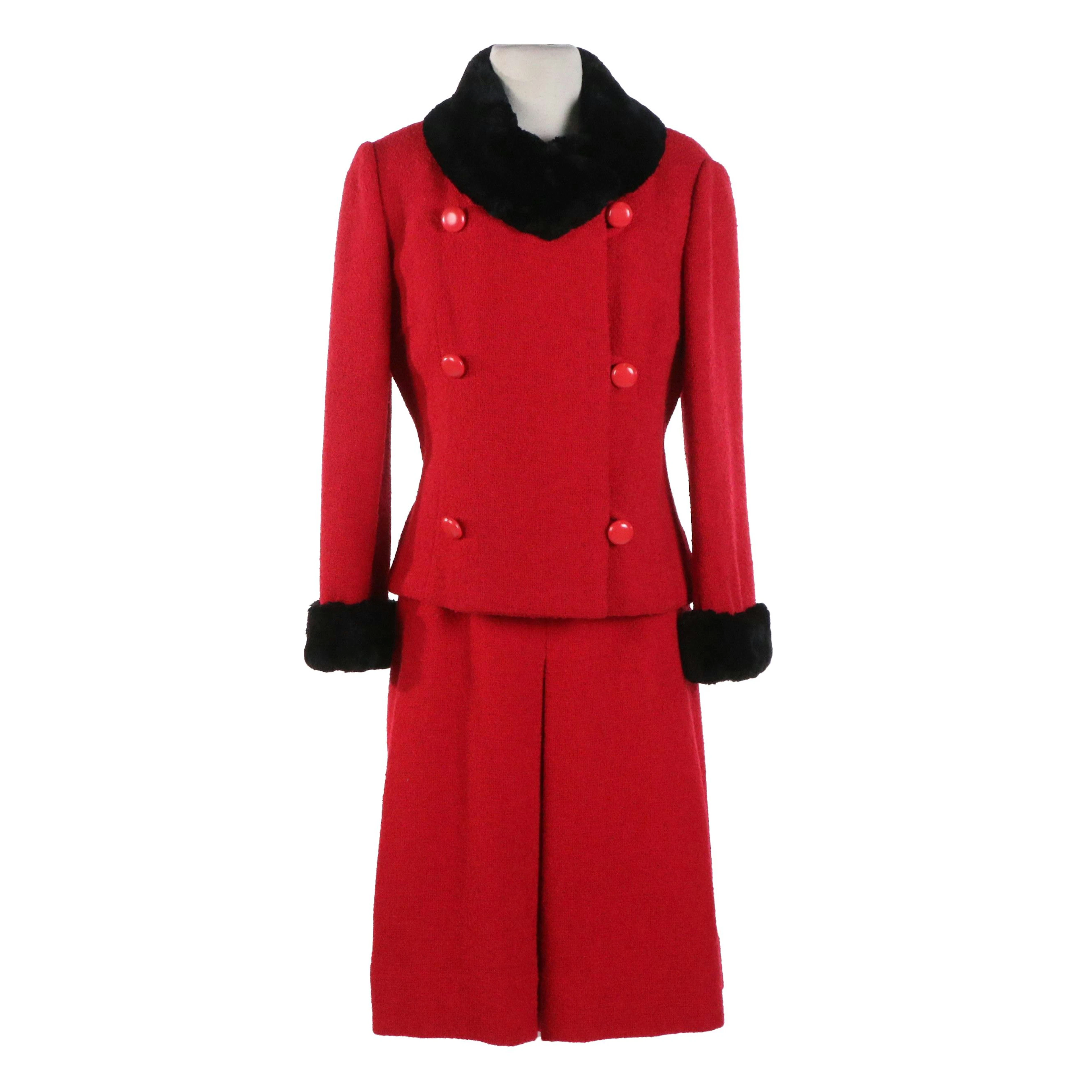 Jack Felt New York for Lord & Taylor Vintage Wool Skirtsuit with Beaver